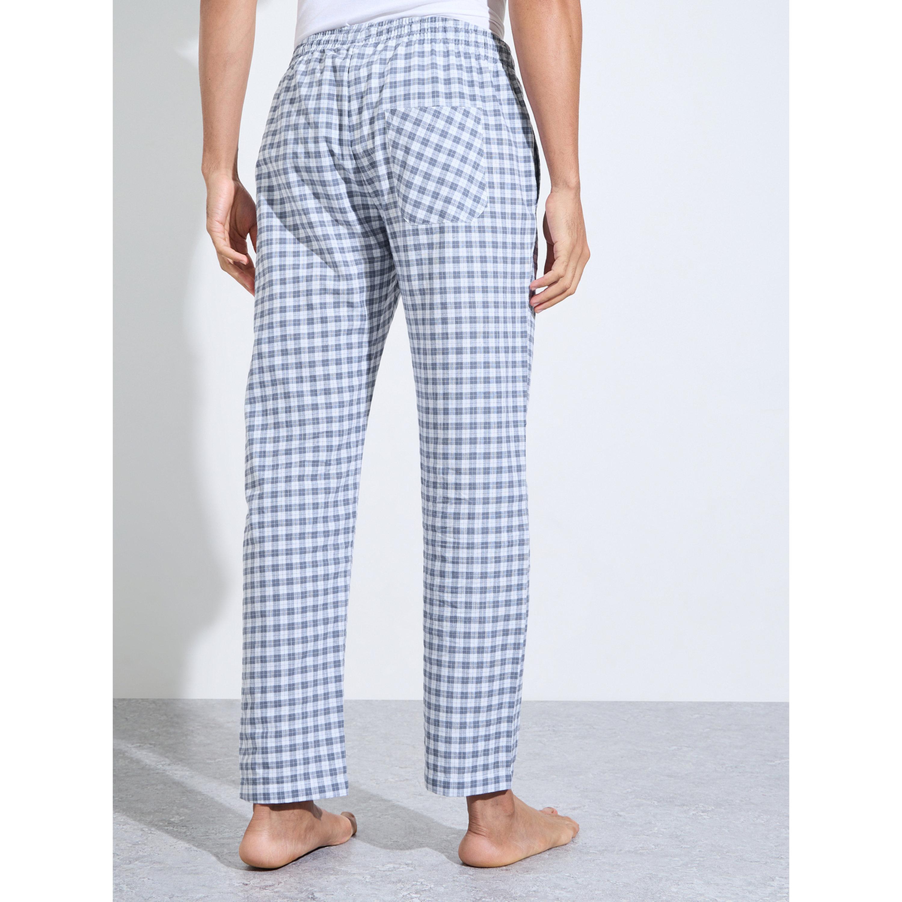 Styli Navy Blue Checked Full Length Straight Leg Pyjama Pants-men-clothing-nightwear-pyjamaandshorts-image-4