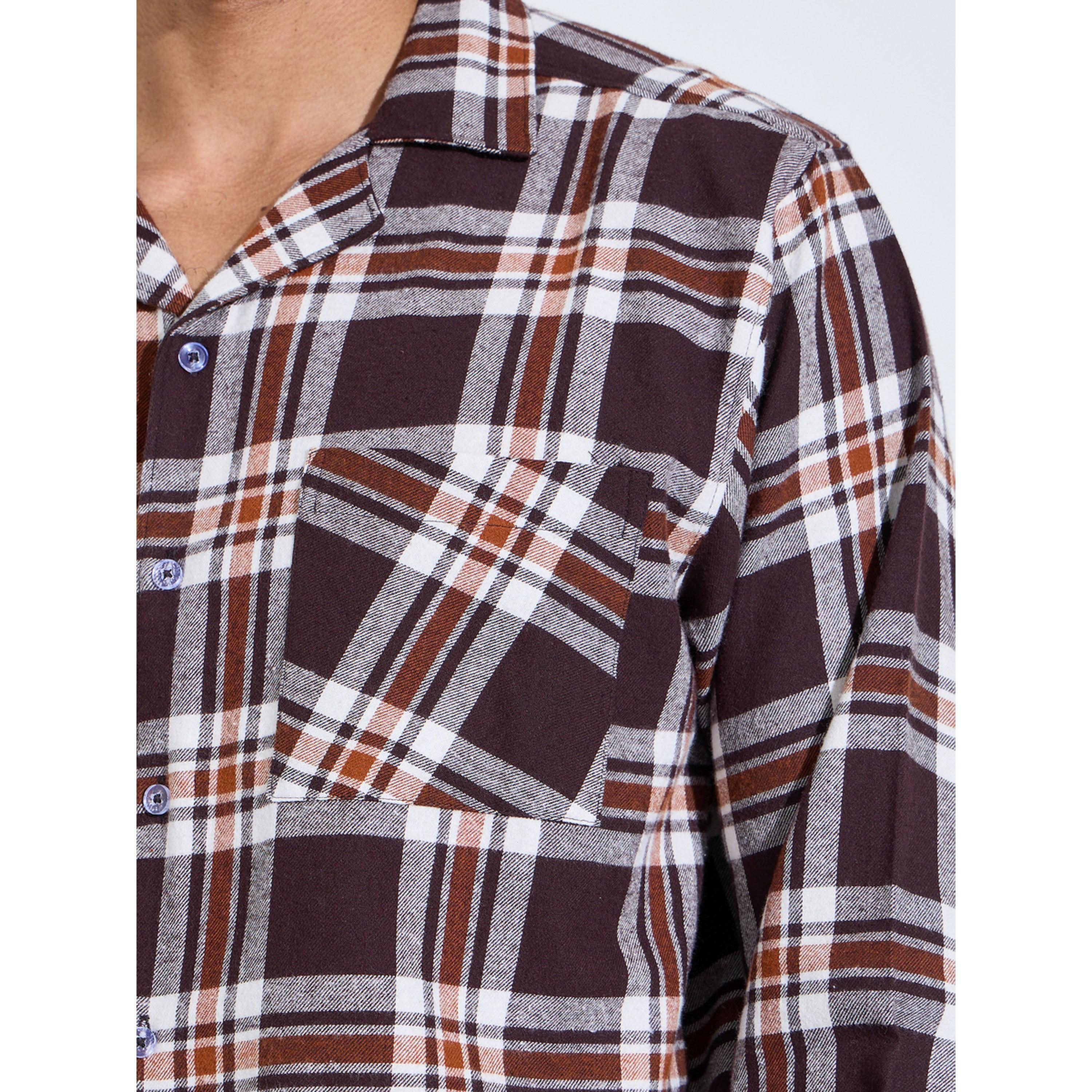 Styli Brown Checked Relaxed Fit Long Sleeves Shirt and Straight Leg Pants Pyjama Set-men-clothing-nightwear-sets-image-5