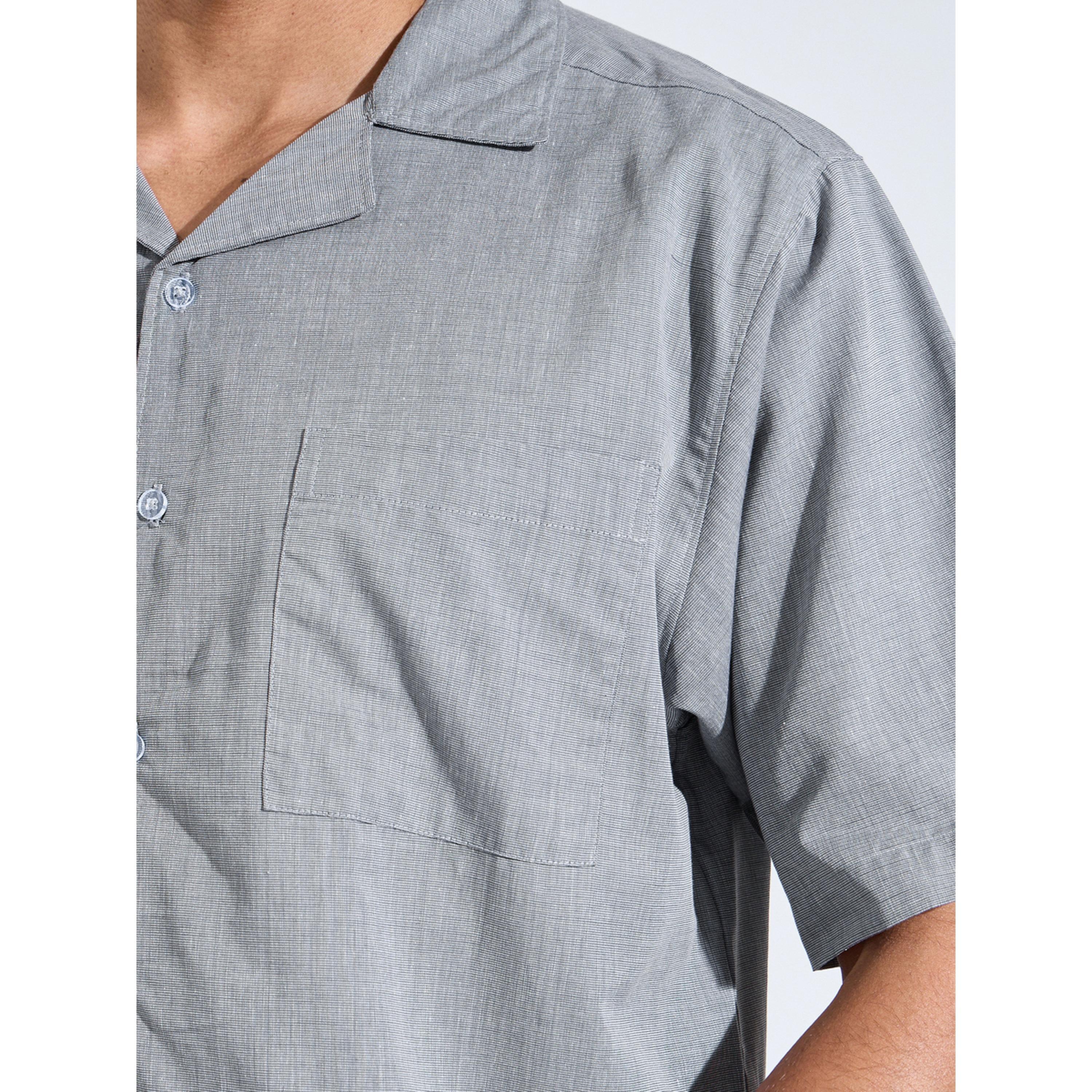 Styli Grey Solid Short Sleeves Shirt and Straight Leg Pants Pyjama Set-men-clothing-nightwear-sets-image-5