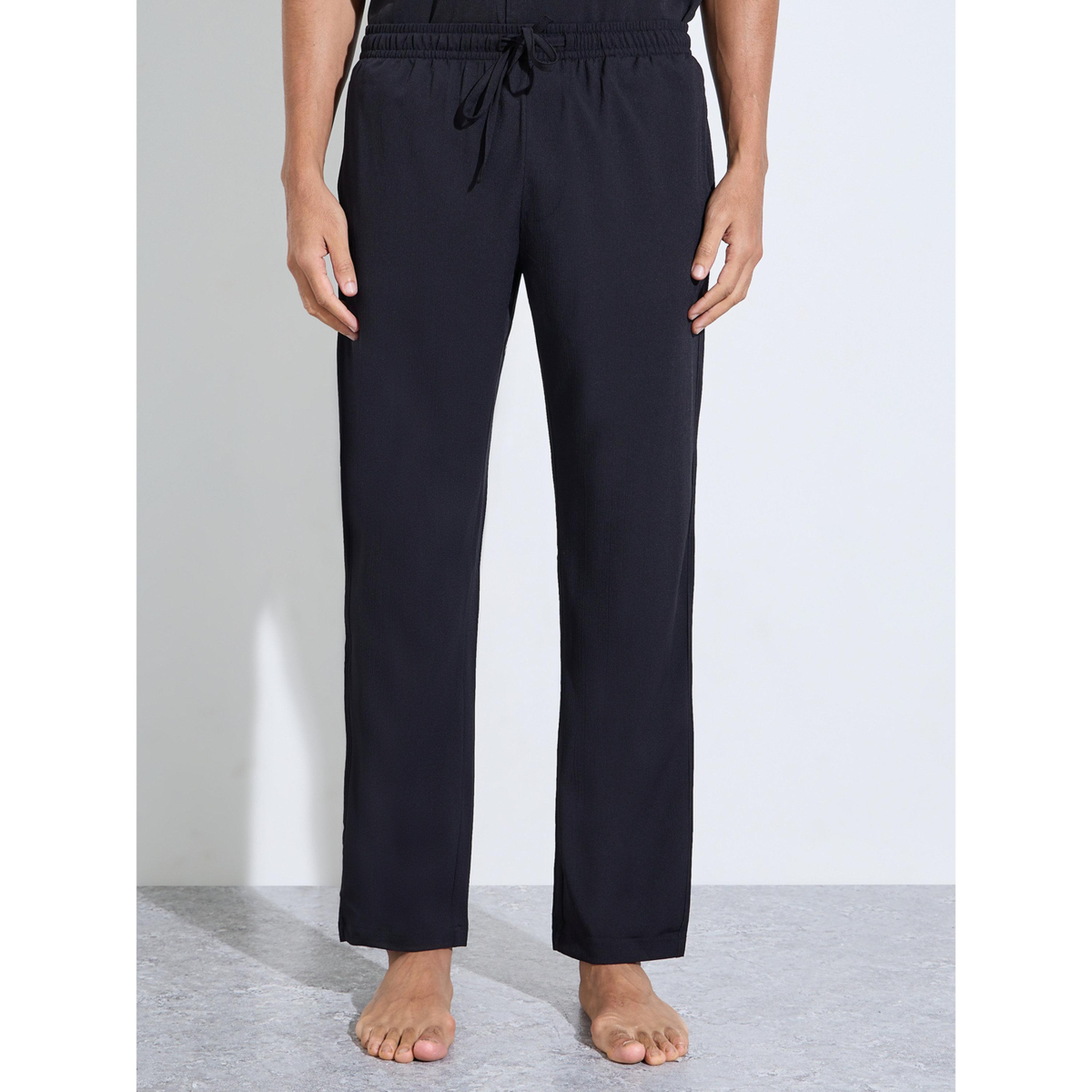 Styli Charcoal Solid Pocket Detail Shirt and Straight Leg Pants Pyjama Set-men-clothing-nightwear-sets-image-4
