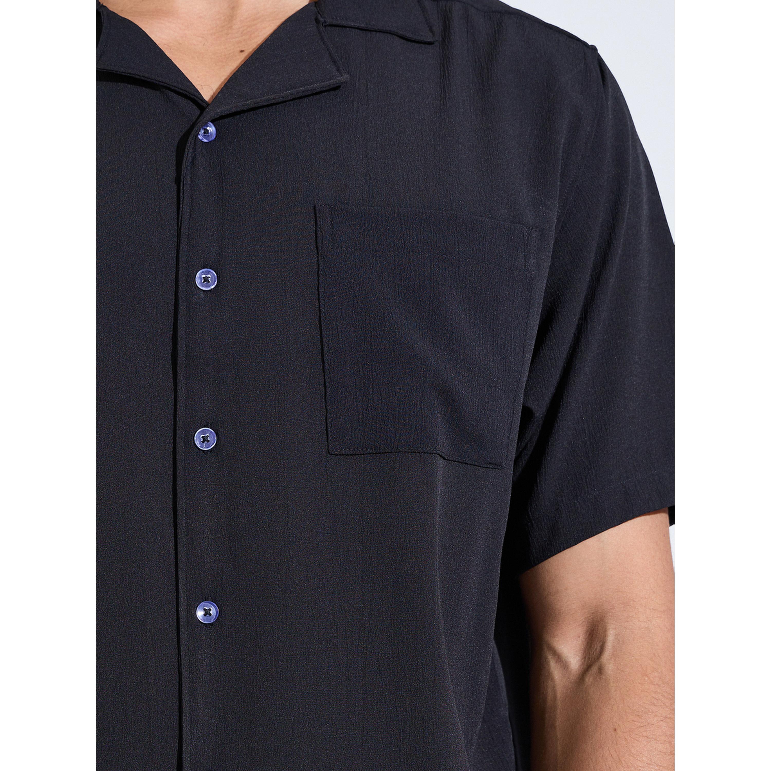 Styli Charcoal Solid Pocket Detail Shirt and Straight Leg Pants Pyjama Set-men-clothing-nightwear-sets-image-5