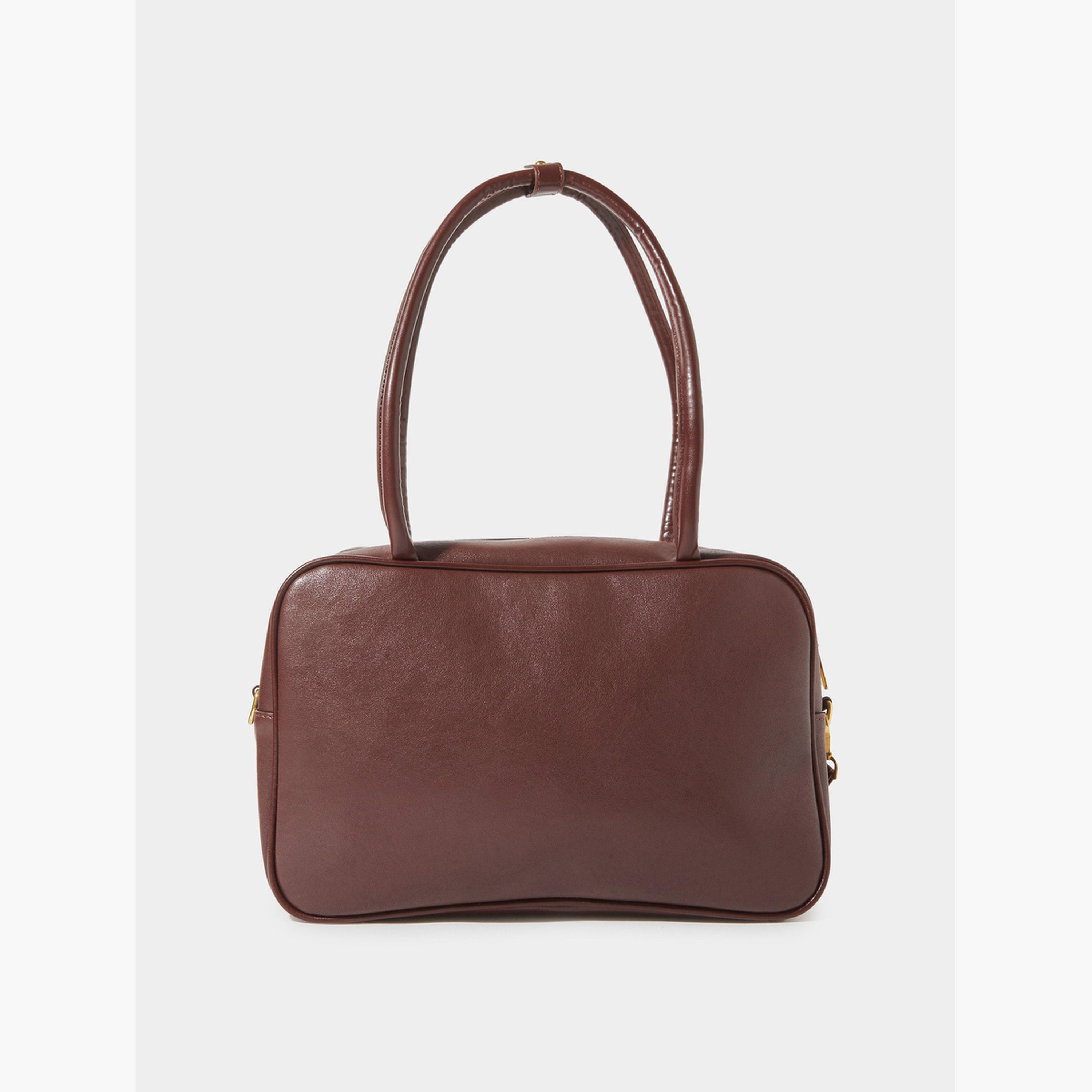 Styli Brown Charm Detail Bowling Bag with Mini Purse-women-bagsandwallets-handbags-image-3