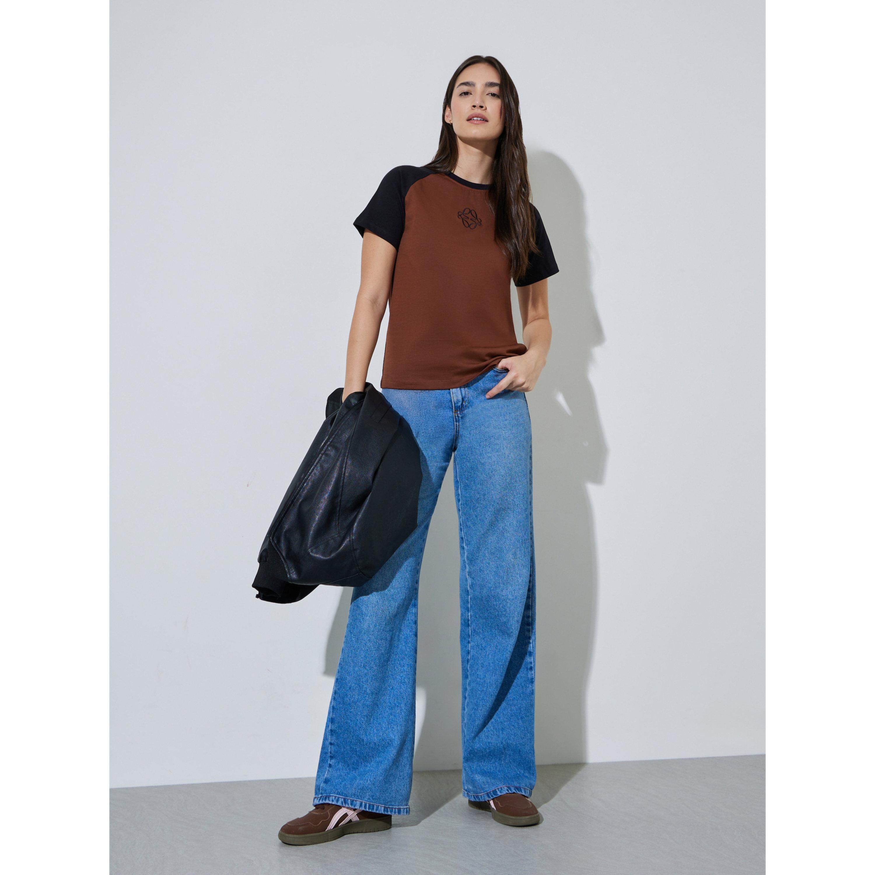 Styli Color Block Badge Embroidered Cotton Regular Fit T-Shirt-women-clothing-tshirts-image-2