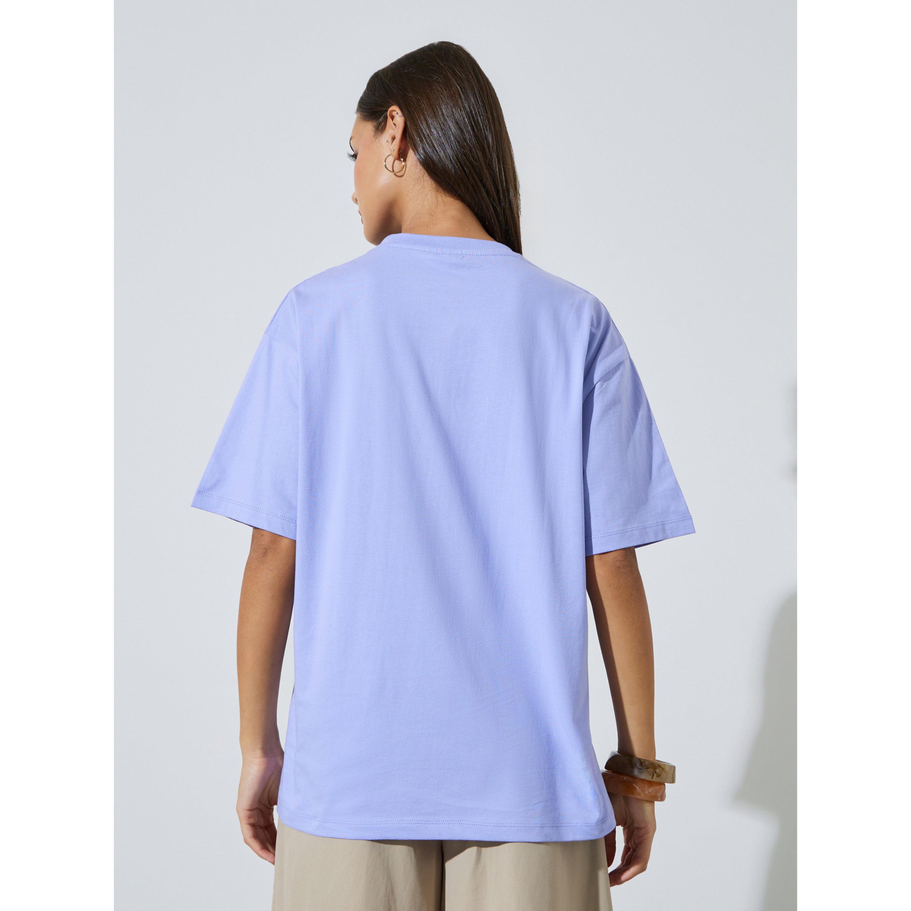 Styli Lilac Embroidered Slogan Oversized T-Shirt-women-clothing-tshirts-image-4