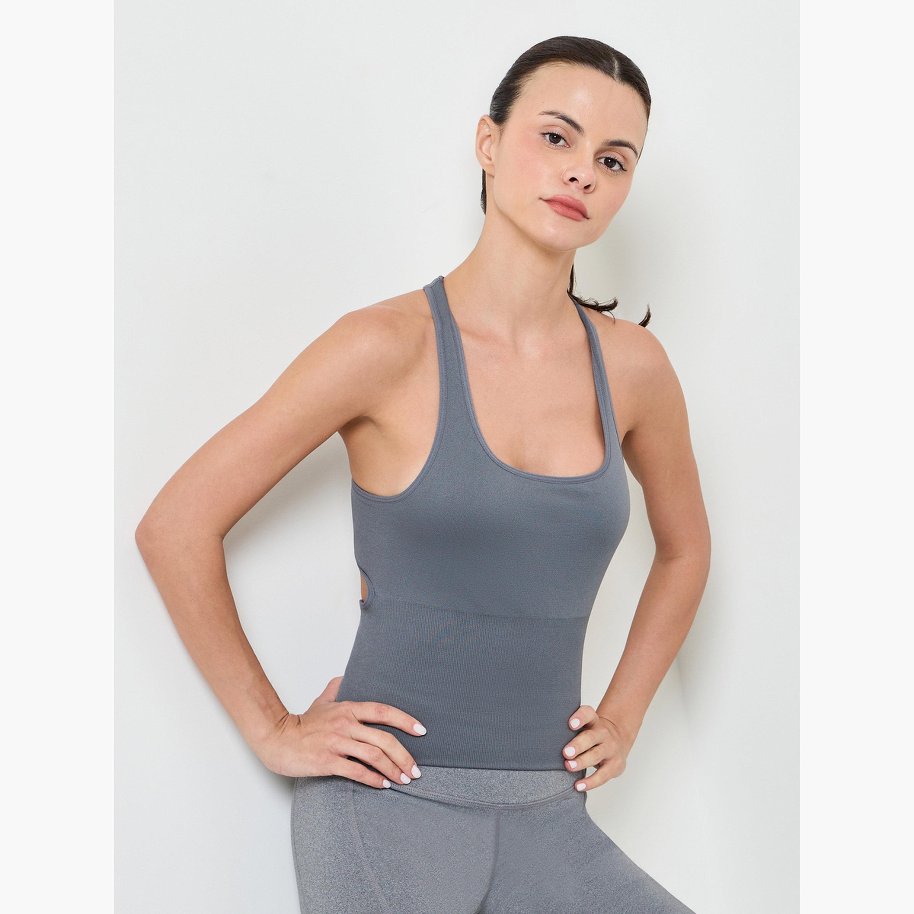 Styli Charcoal Peep Racerback Tank-sports-women-clothing-tshirtsandvests-image-1