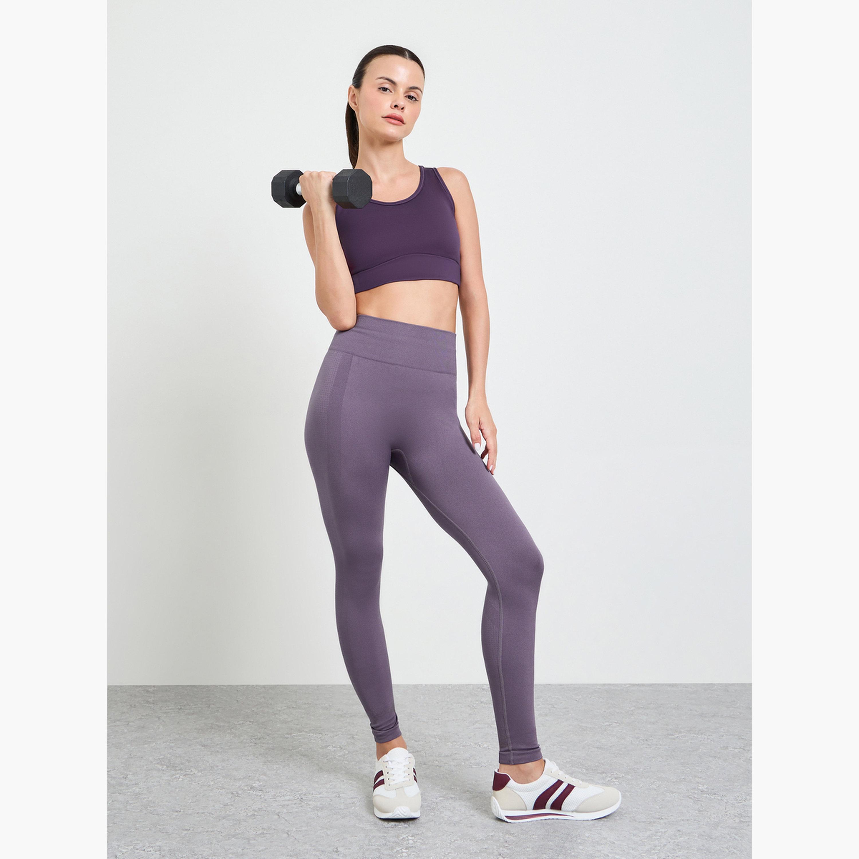 ليقنز بتفاصيل بارزة الملمس وحزام خصر عريض-women-clothing-sportswearandactivewear-bottoms-leggings-image-2