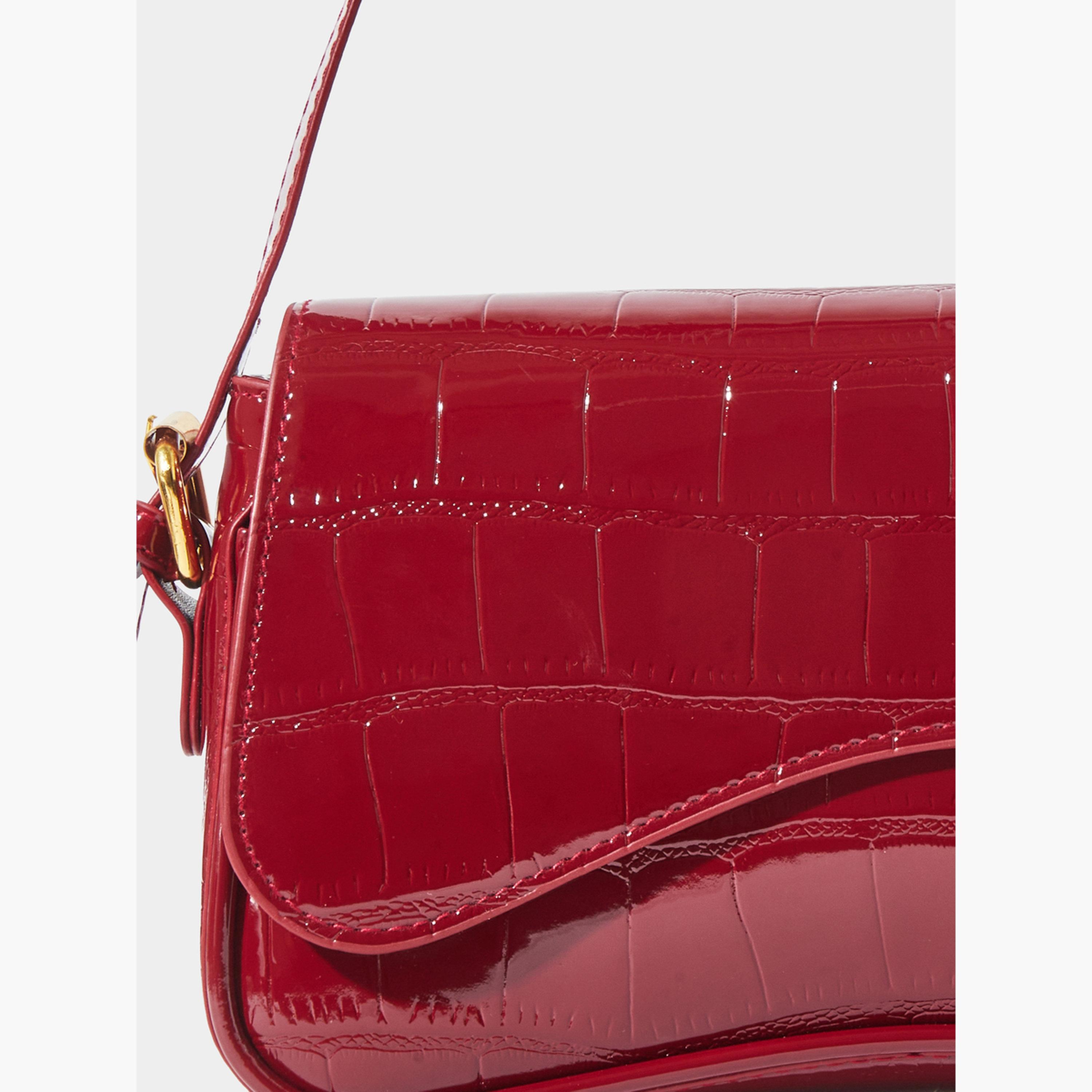 Styli Red Textured Flap Shoulder Bag-women-bagsandwallets-handbags-image-2