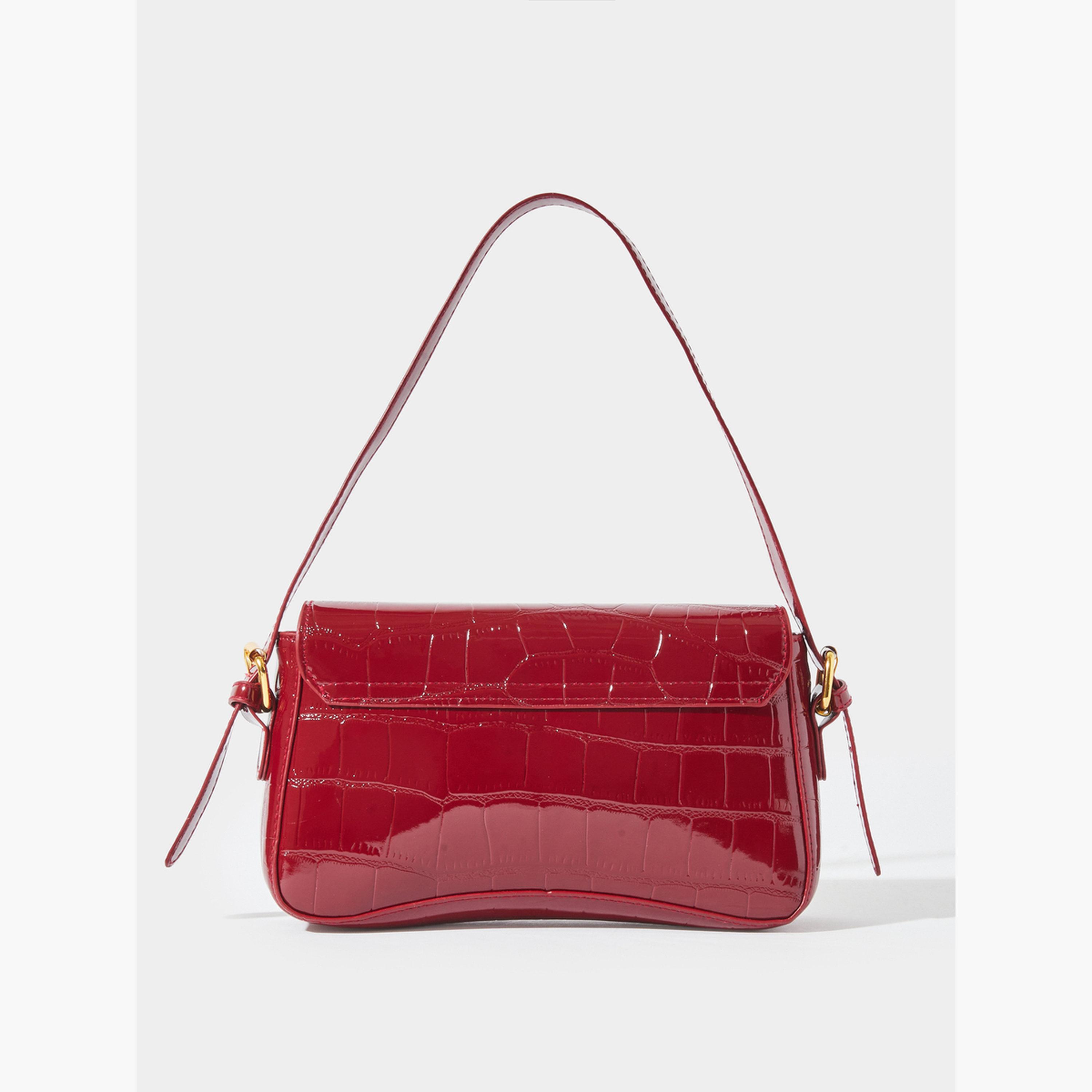 Styli Red Textured Flap Shoulder Bag-women-bagsandwallets-handbags-image-3