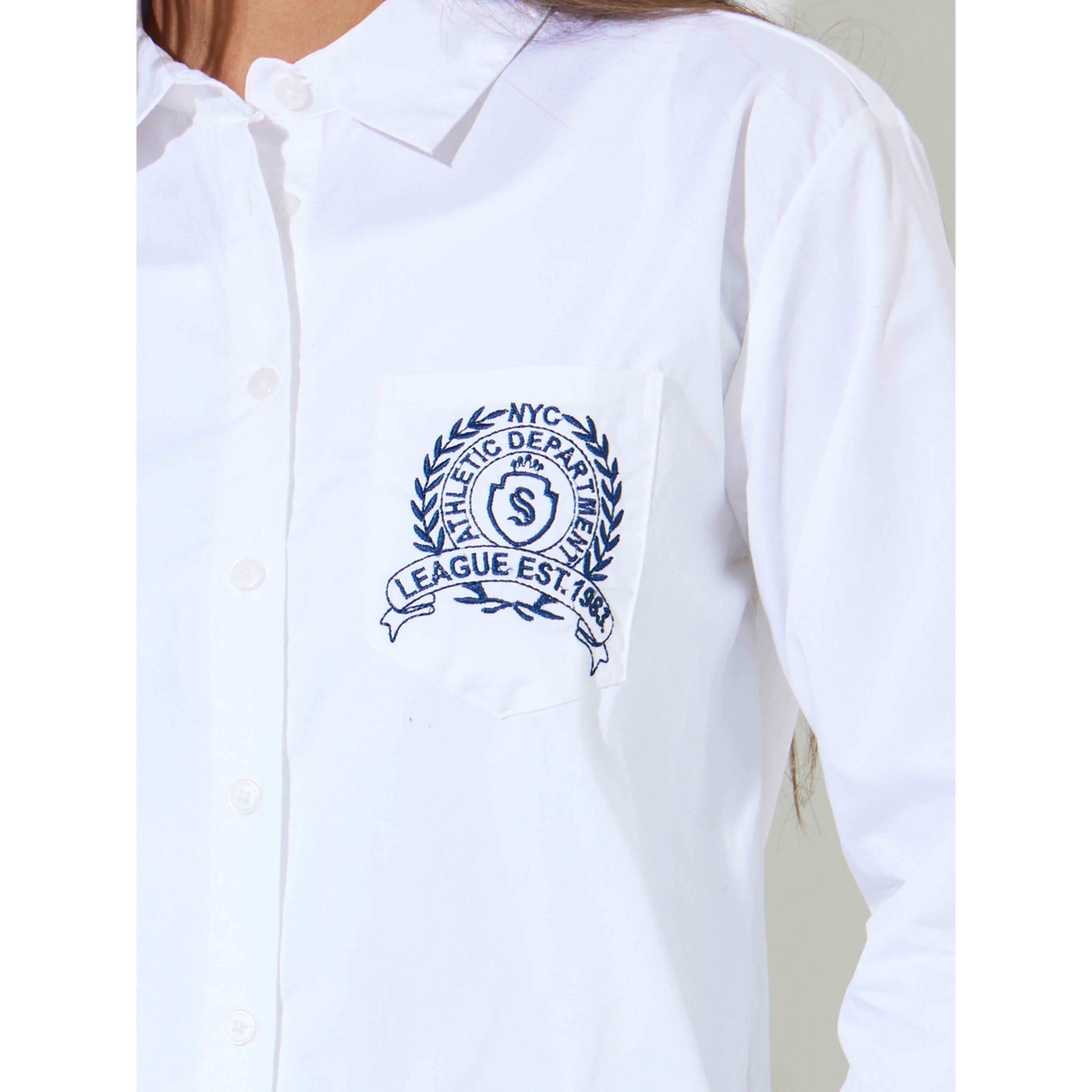 ستايلي - قميص  أبيض مطرز بجيوب وقصة مريحة-women-clothing-shirtsandblouses-shirts-image-5
