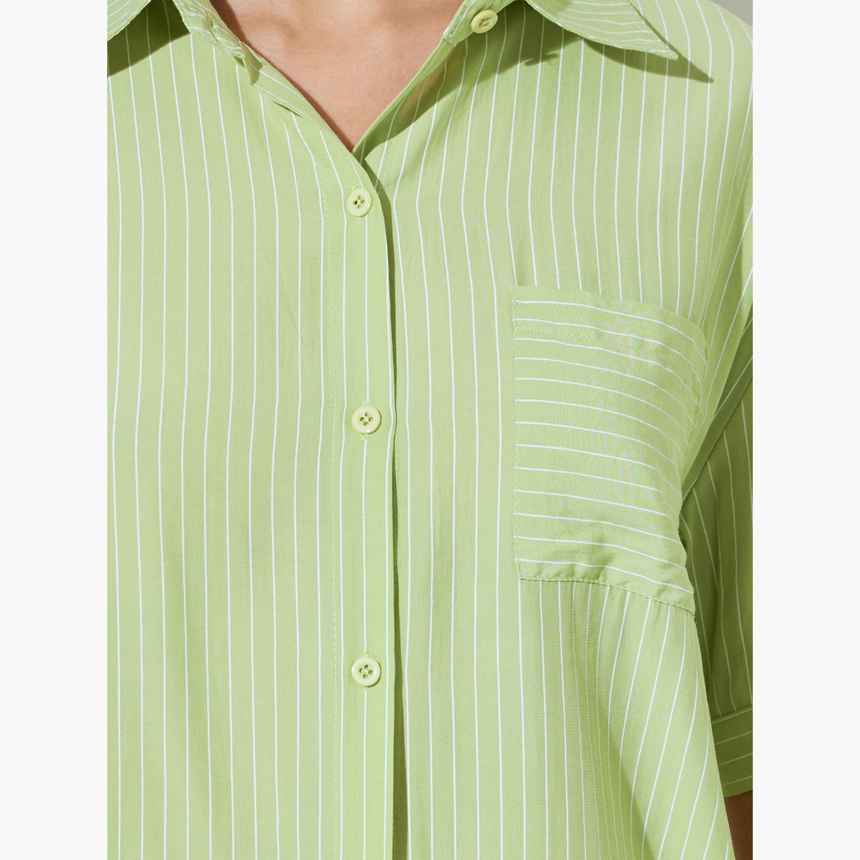 قميص كاجوال بأكمام قصيرة ومخطط-women-clothing-shirtsandblouses-shirts-image-5