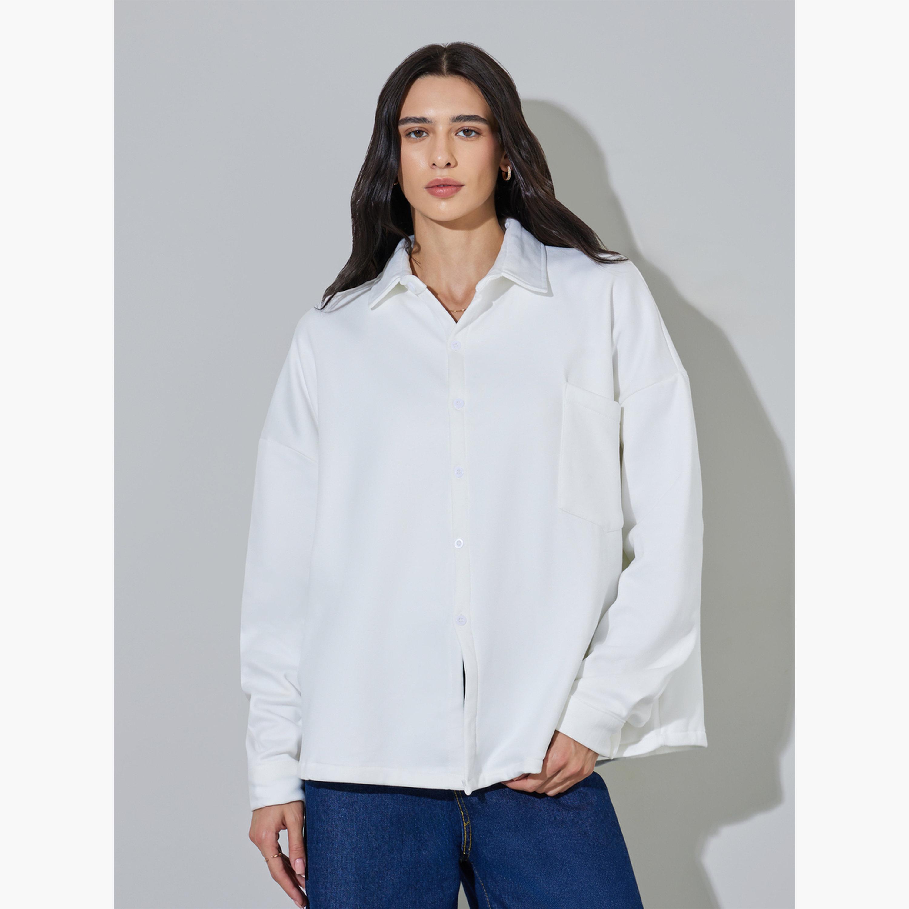 Styli White Relaxed Fit Longline Shacket-women-winterwear-coatsandjackets-jackets-image-1
