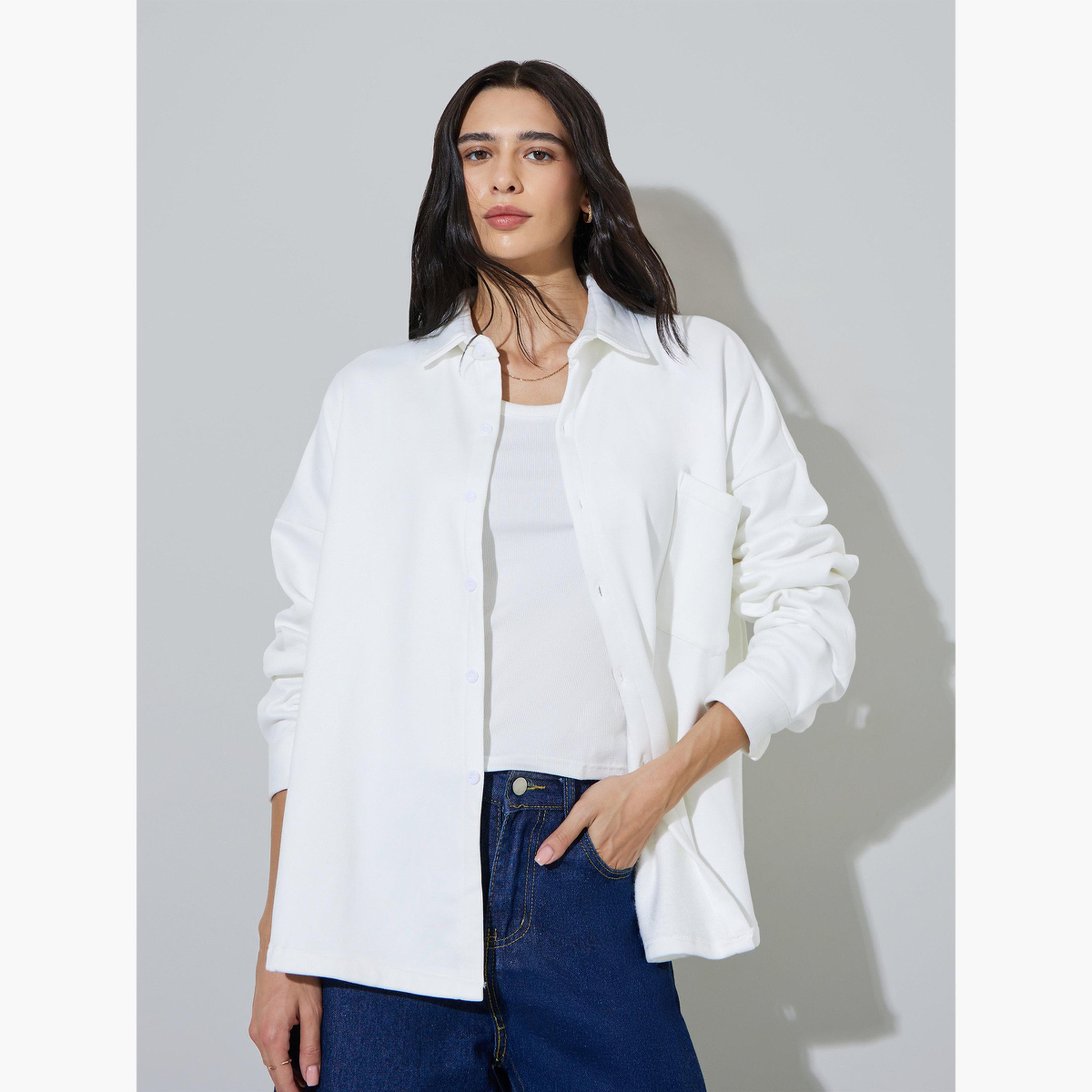 Styli White Relaxed Fit Longline Shacket-women-winterwear-coatsandjackets-jackets-image-3