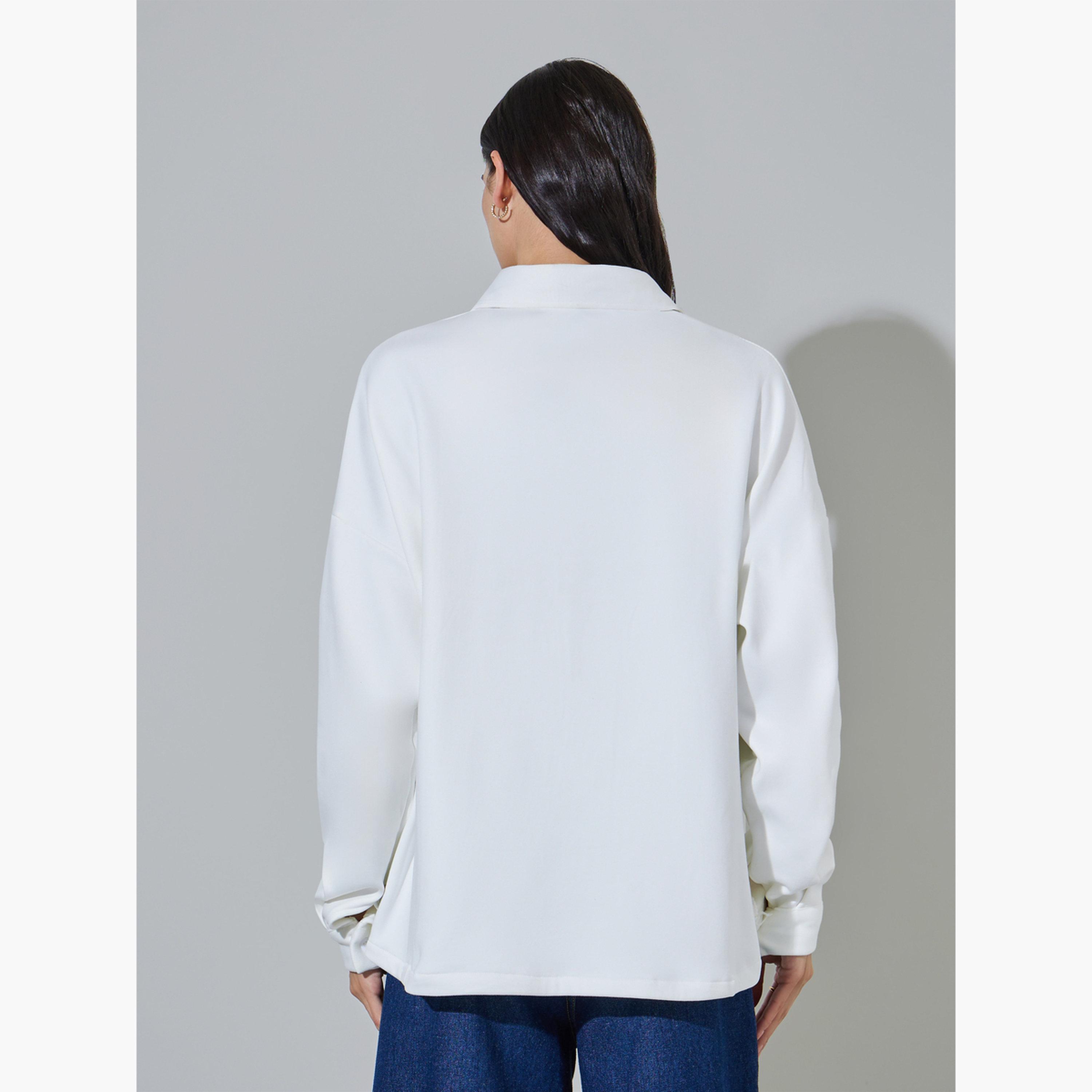 Styli White Relaxed Fit Longline Shacket-women-winterwear-coatsandjackets-jackets-image-4