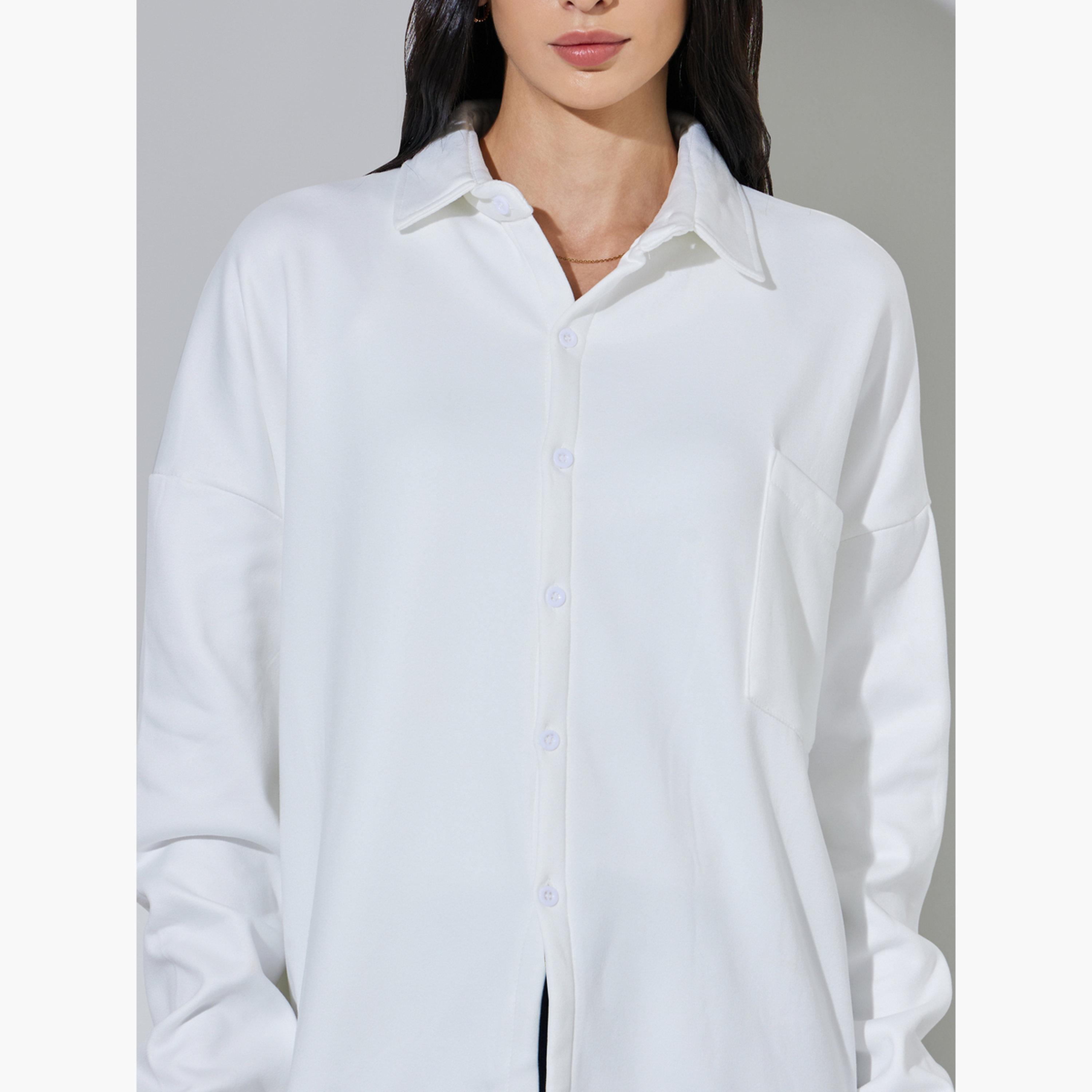 Styli White Relaxed Fit Longline Shacket-women-winterwear-coatsandjackets-jackets-image-5