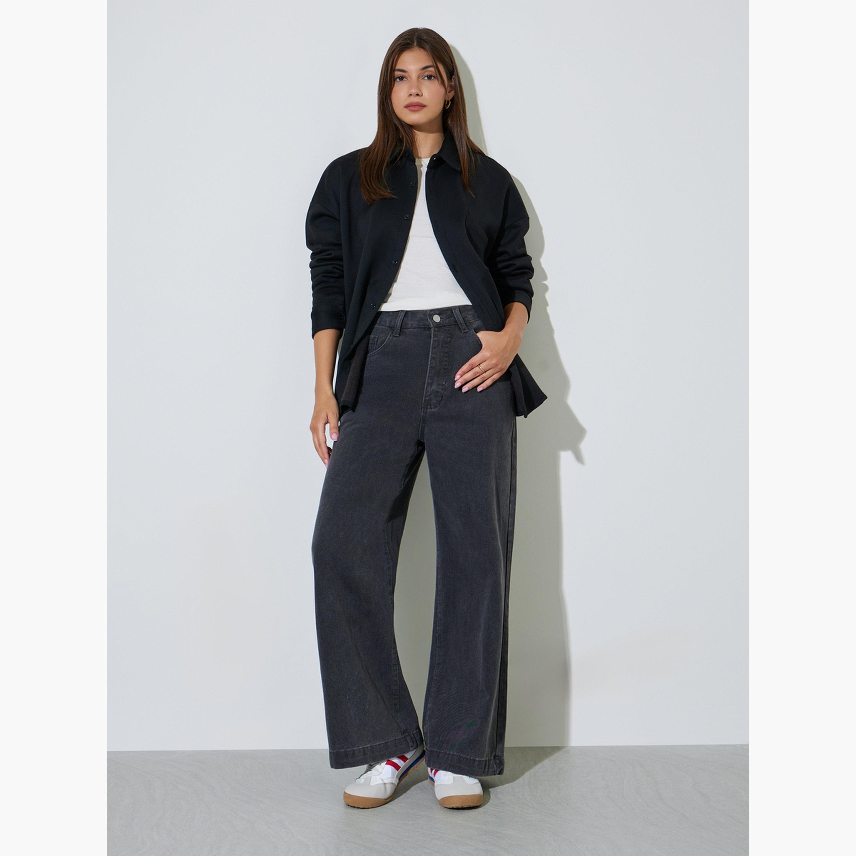 Styli Black Longline Oversized Shacket-women-winterwear-coatsandjackets-jackets-image-2