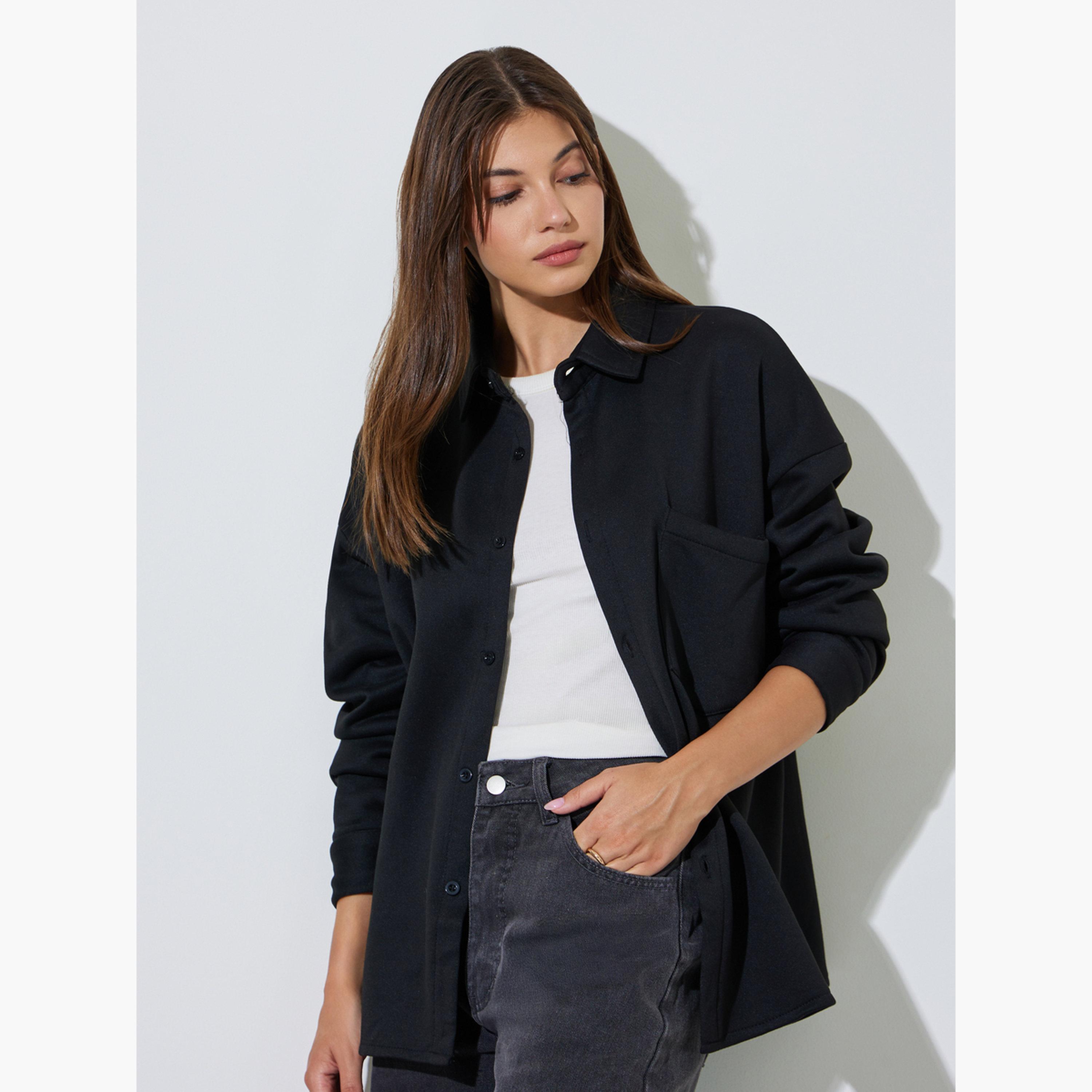 Styli Black Longline Oversized Shacket-women-winterwear-coatsandjackets-jackets-image-3