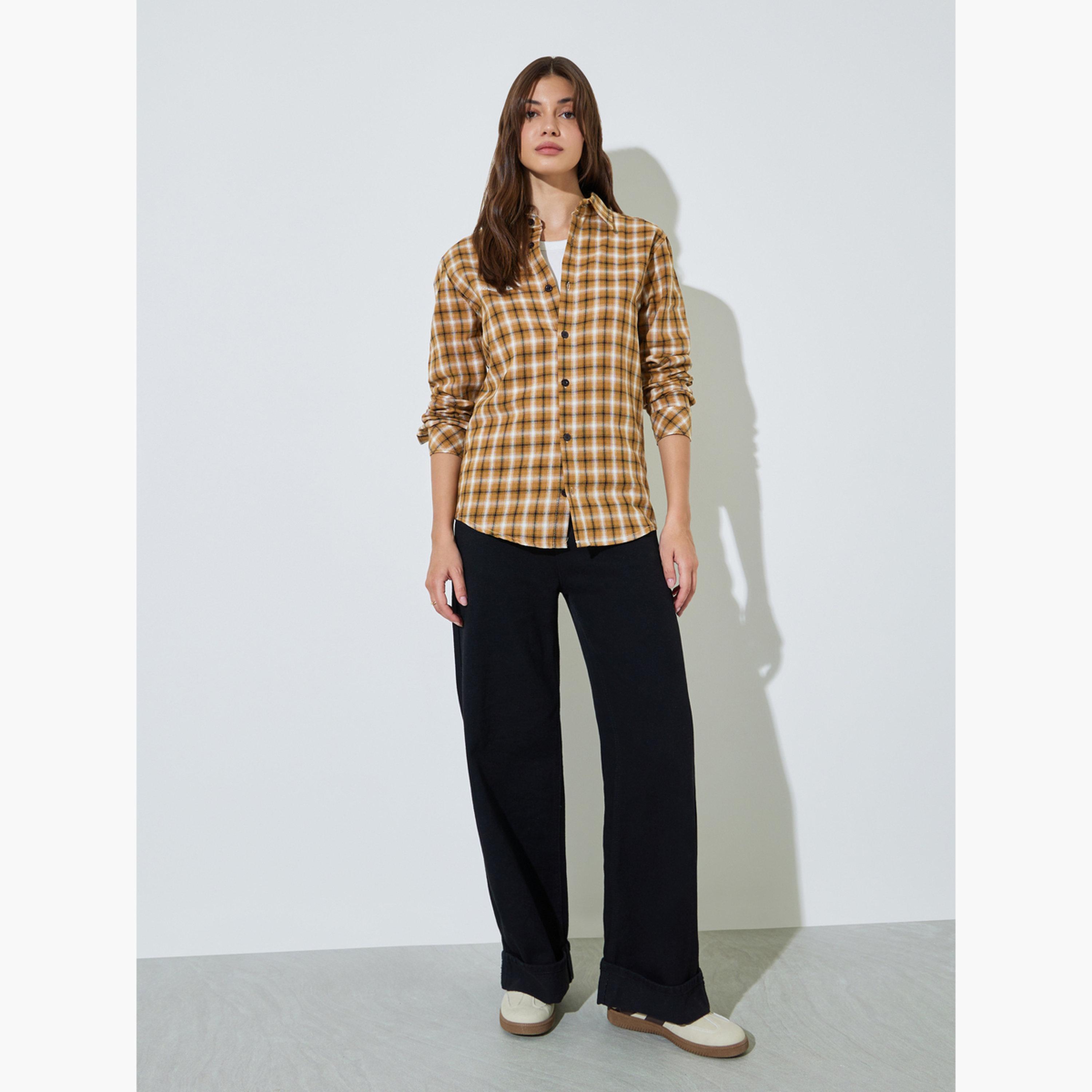 قميص طويل ونمط مربعات-women-clothing-shirtsandblouses-shirts-image-2