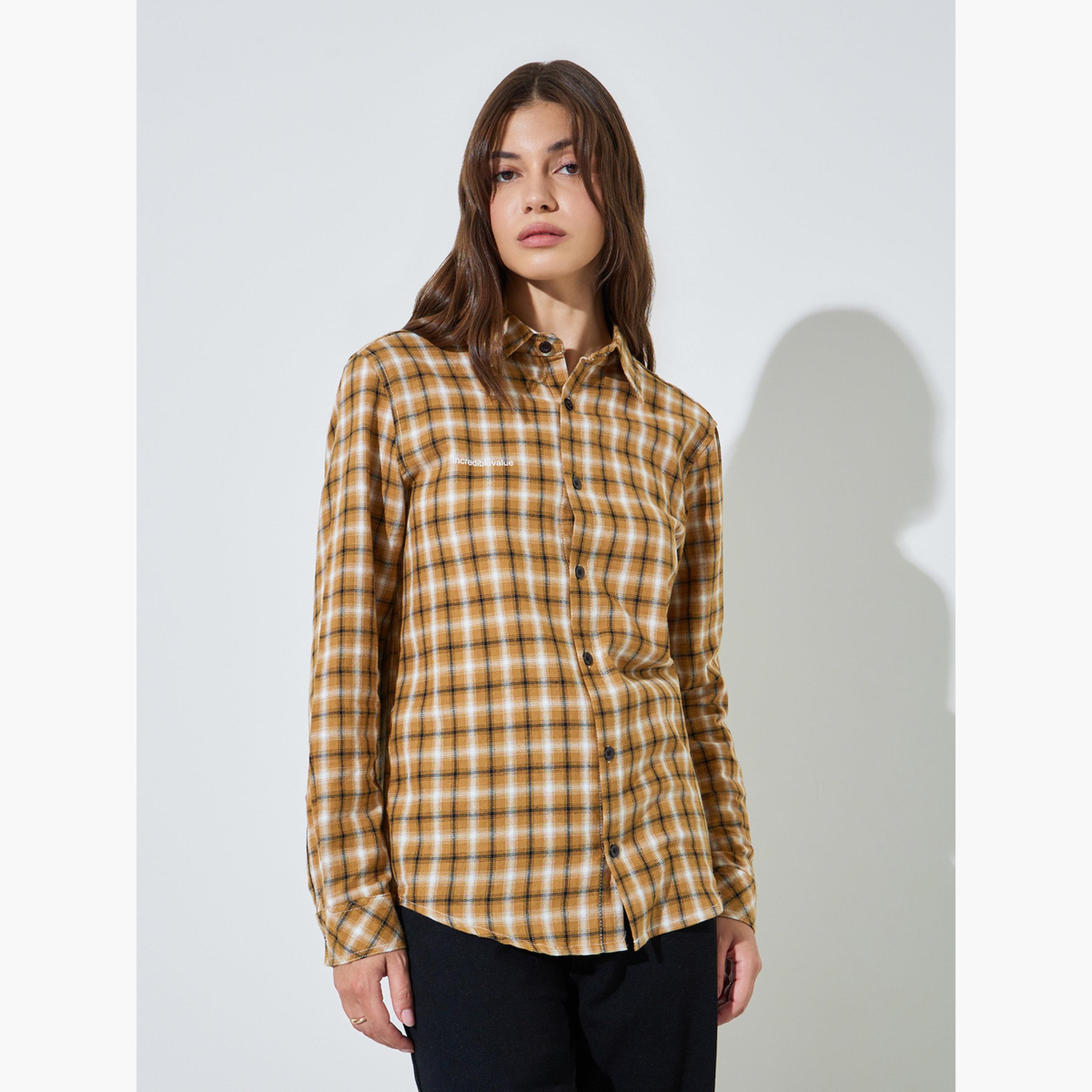 قميص طويل ونمط مربعات-women-clothing-shirtsandblouses-shirts-image-3