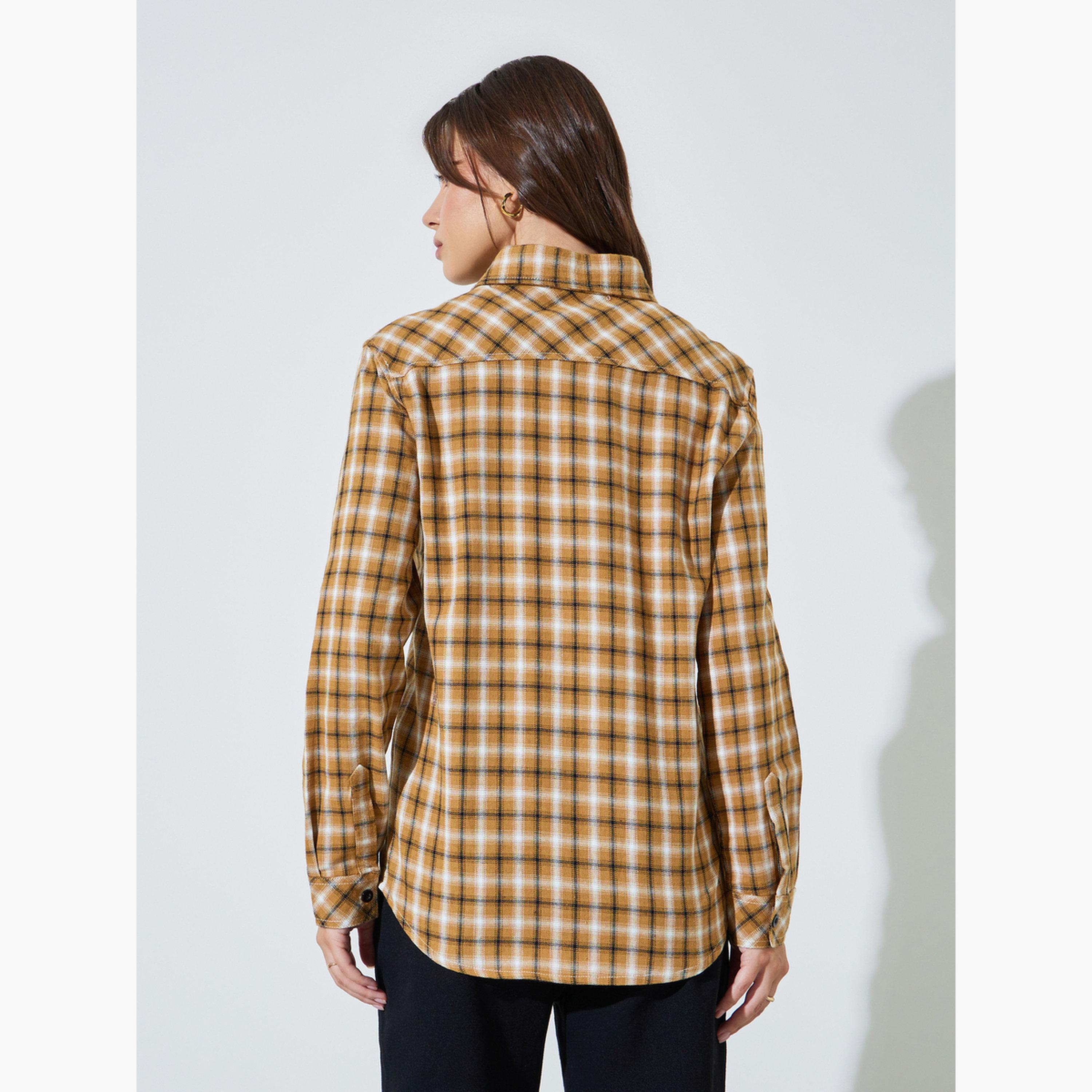 قميص طويل ونمط مربعات-women-clothing-shirtsandblouses-shirts-image-4