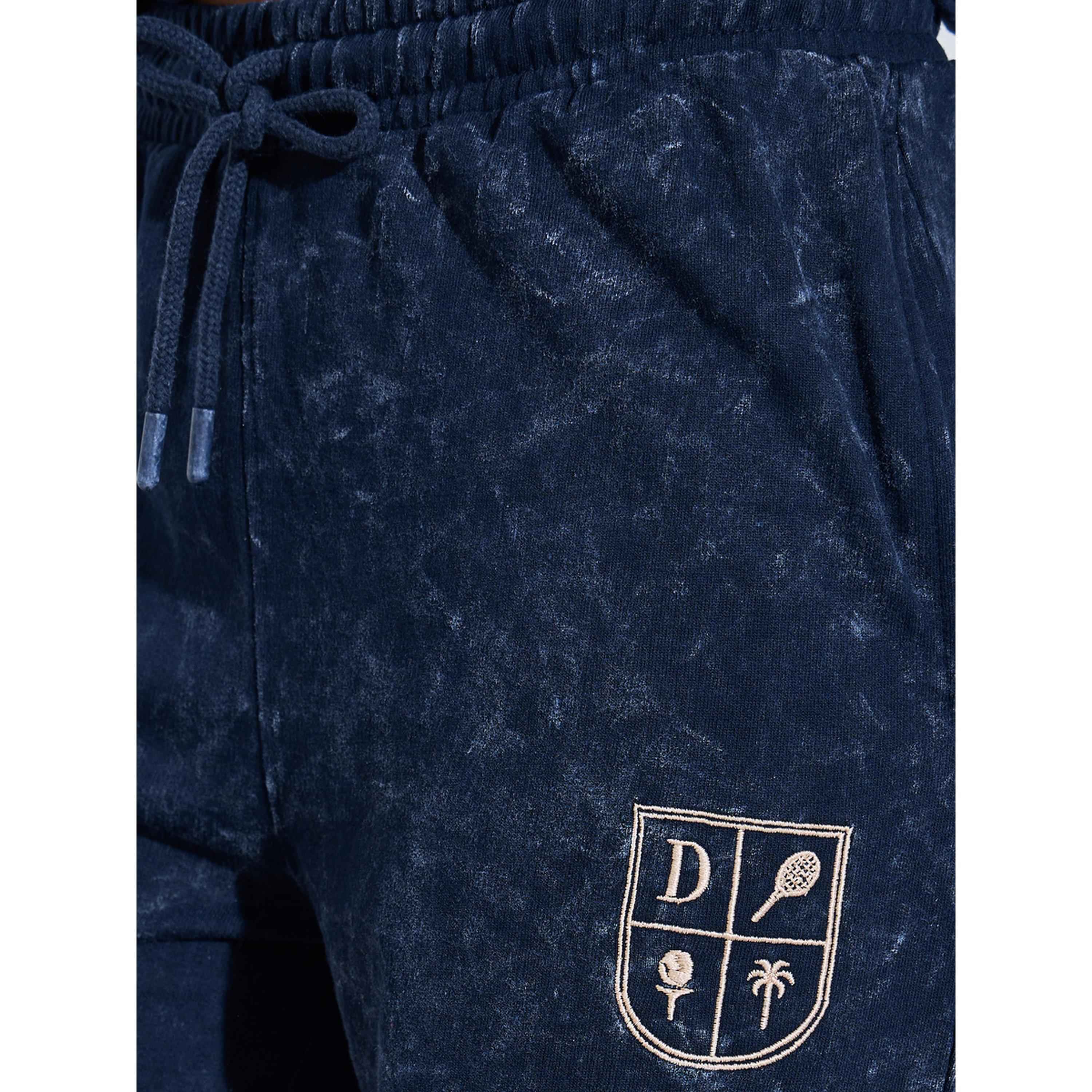 Styli Navy Blue Acid Wash Embroidered Wide Leg Joggers-women-clothing-joggers-image-4