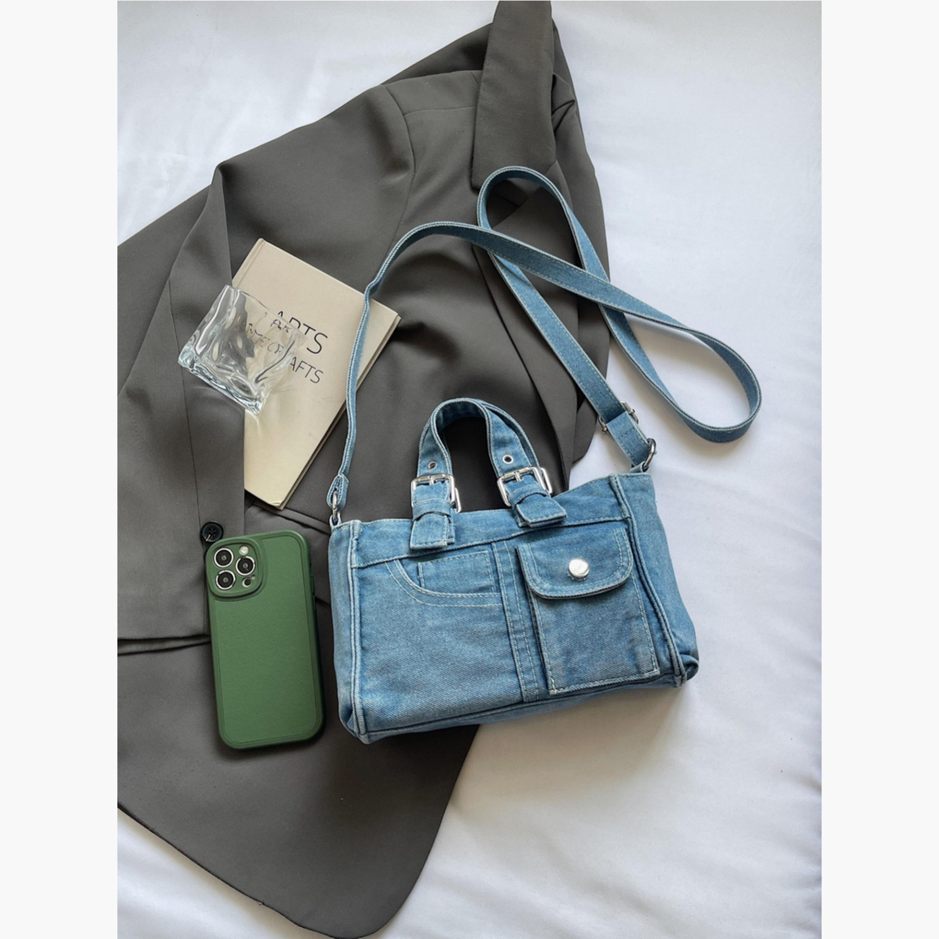 Take Two Blue Denim Handbag with Flap Pocket-women-bagsandwallets-handbags-image-3