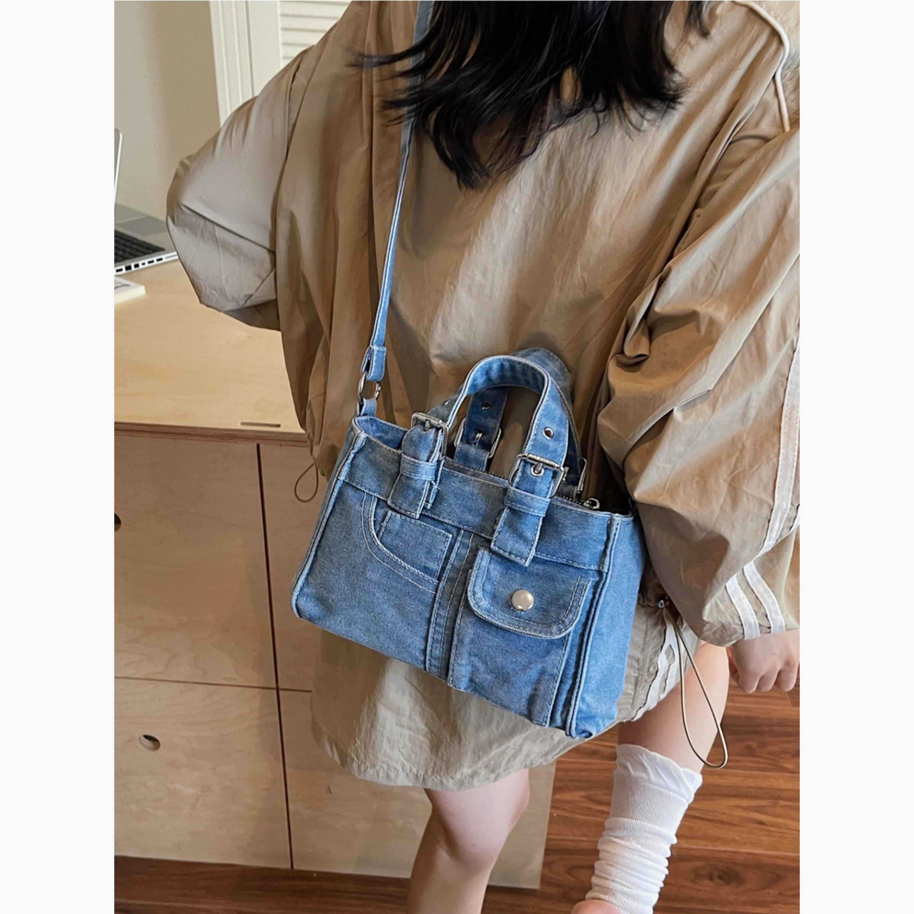 Take Two Blue Denim Handbag with Flap Pocket-women-bagsandwallets-handbags-image-5