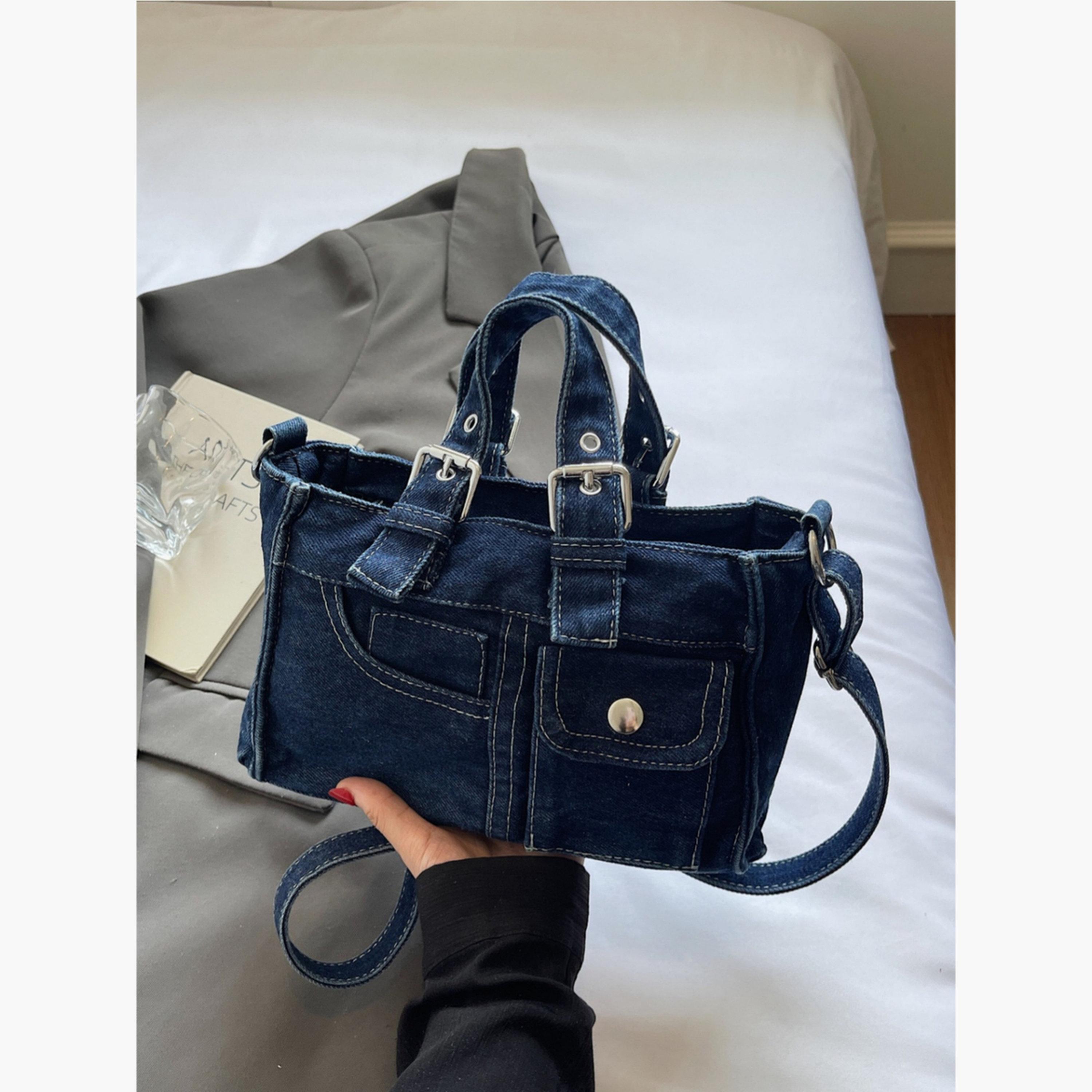 Take Two Dark Blue Denim Handbag with Flap Pocket-women-bagsandwallets-handbags-image-4