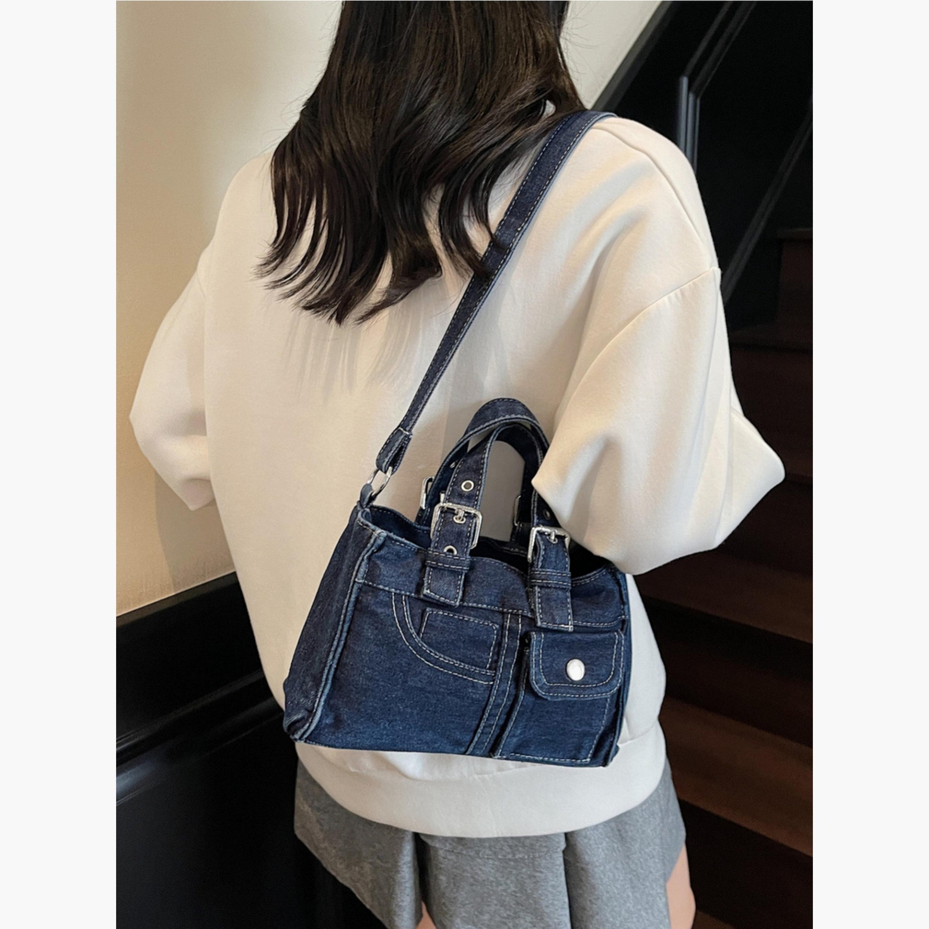 Take Two Dark Blue Denim Handbag with Flap Pocket-women-bagsandwallets-handbags-image-5