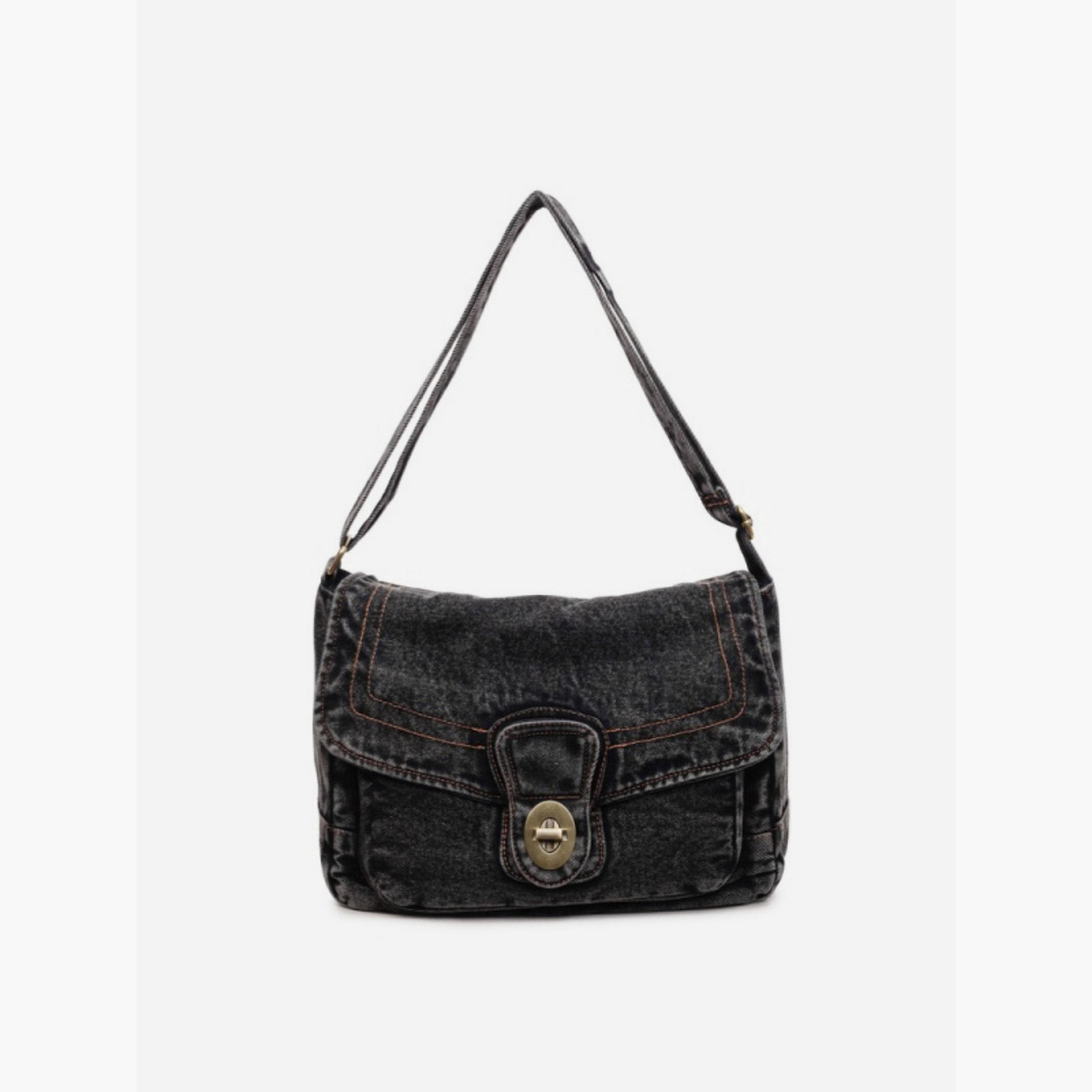 شنطة كتف دنيم بقفل دوار-women-bagsandwallets-handbags-image-1