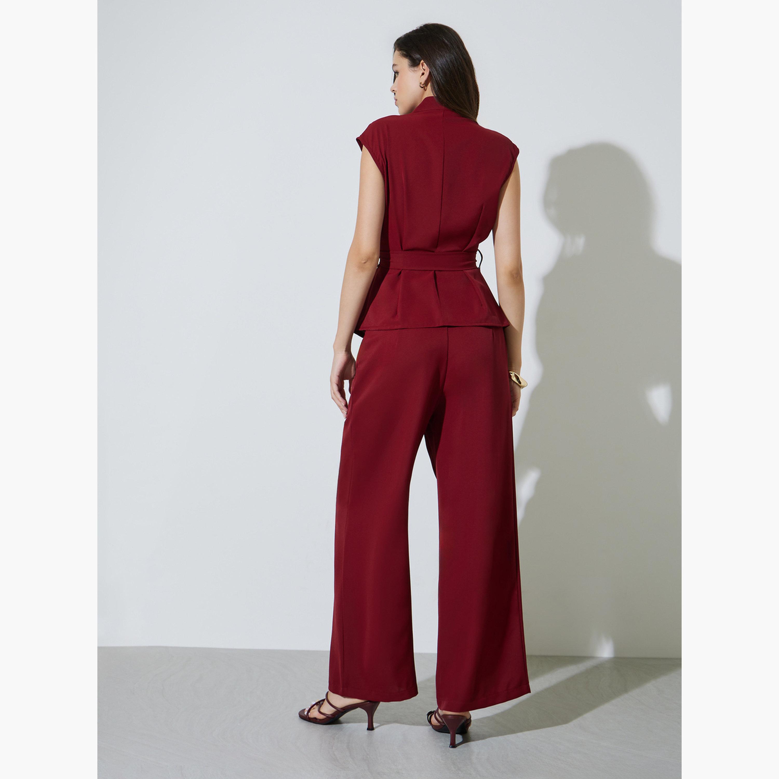 طقم منسق من بنطال وفيست بحزام ربط-women-clothing-coordsets-image-3