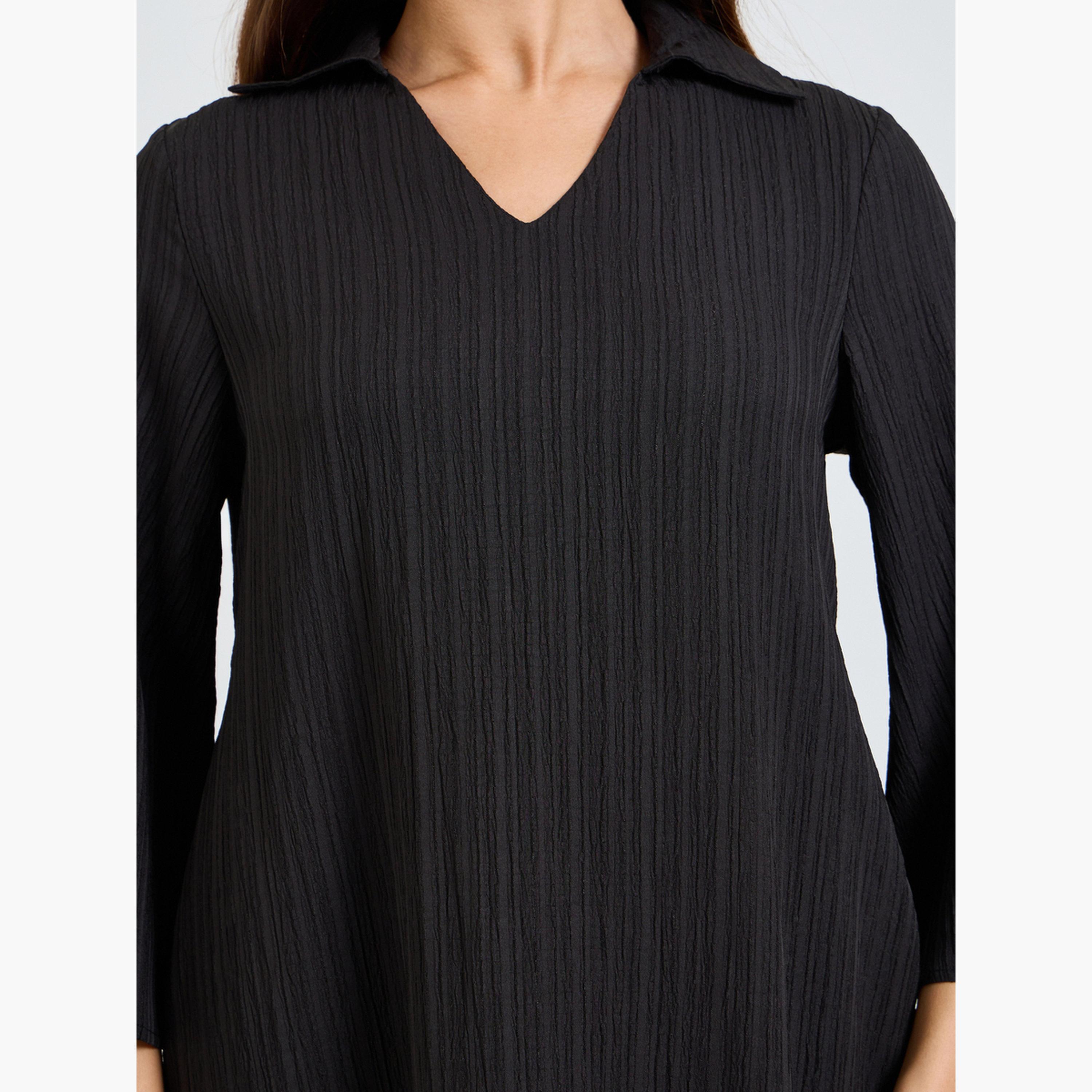 فستان طويل بياقة مفتوحة وتفاصيل بارزة الملمس-women-clothing-dresses-image-5