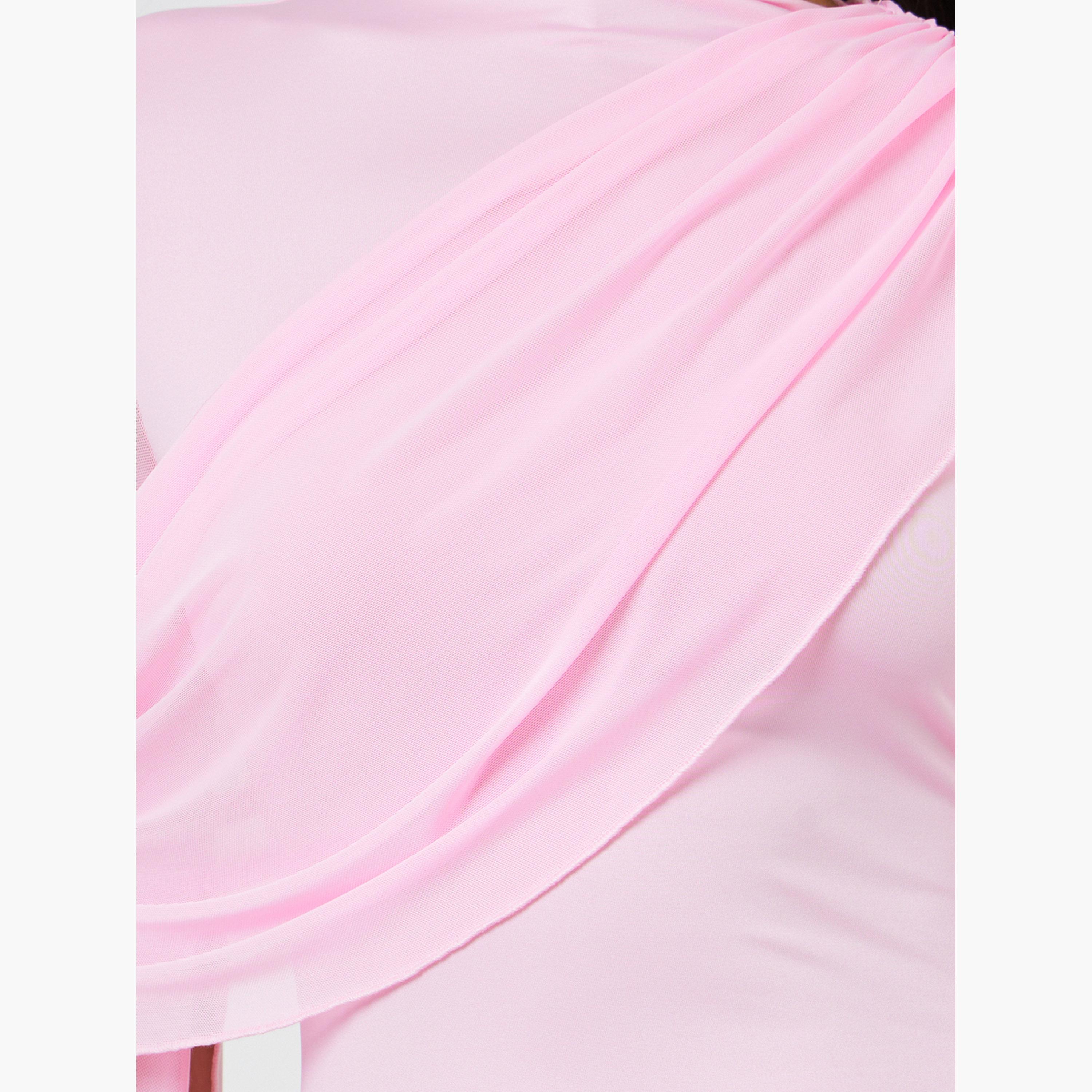 Take Two Pink Solid Drape Sleeves Sheath Maxi Dress-women-clothing-dresses-image-5