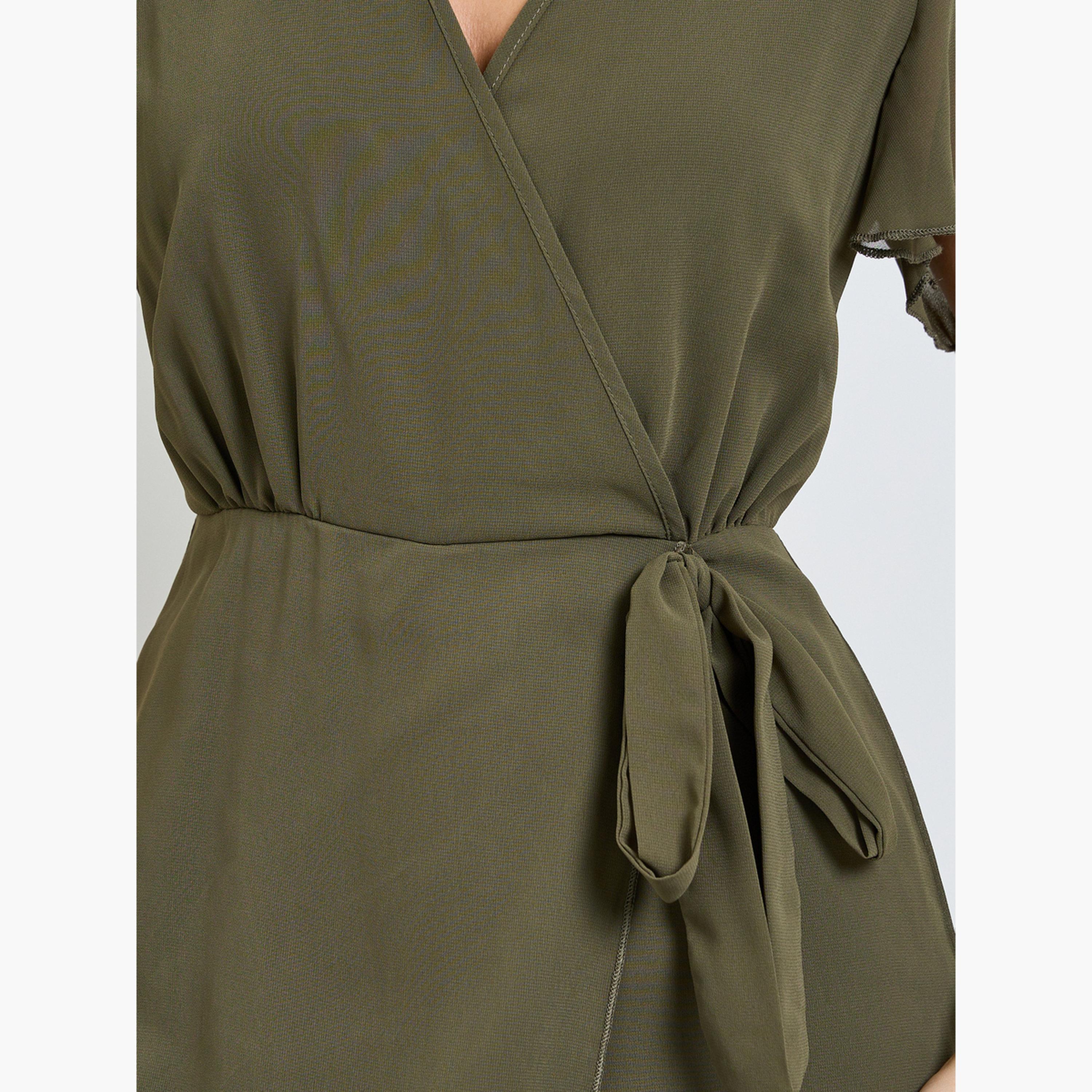 Take Two Green Wrap Front Wide Leg Jumpsuit-women-clothing-jumpsuits-image-4
