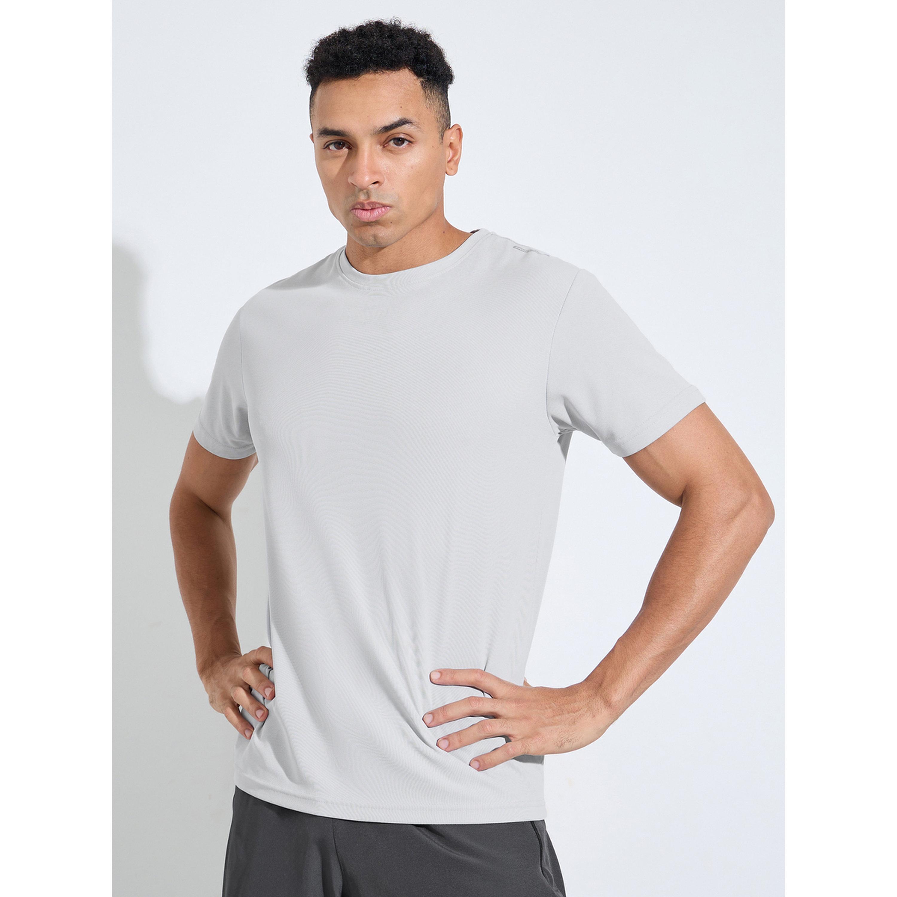 Styli White Solid Round Neck Short Sleeves Regular Fit Active T-Shirt-men-clothing-sportswearandactivewear-tshirtsandpolos-image-1