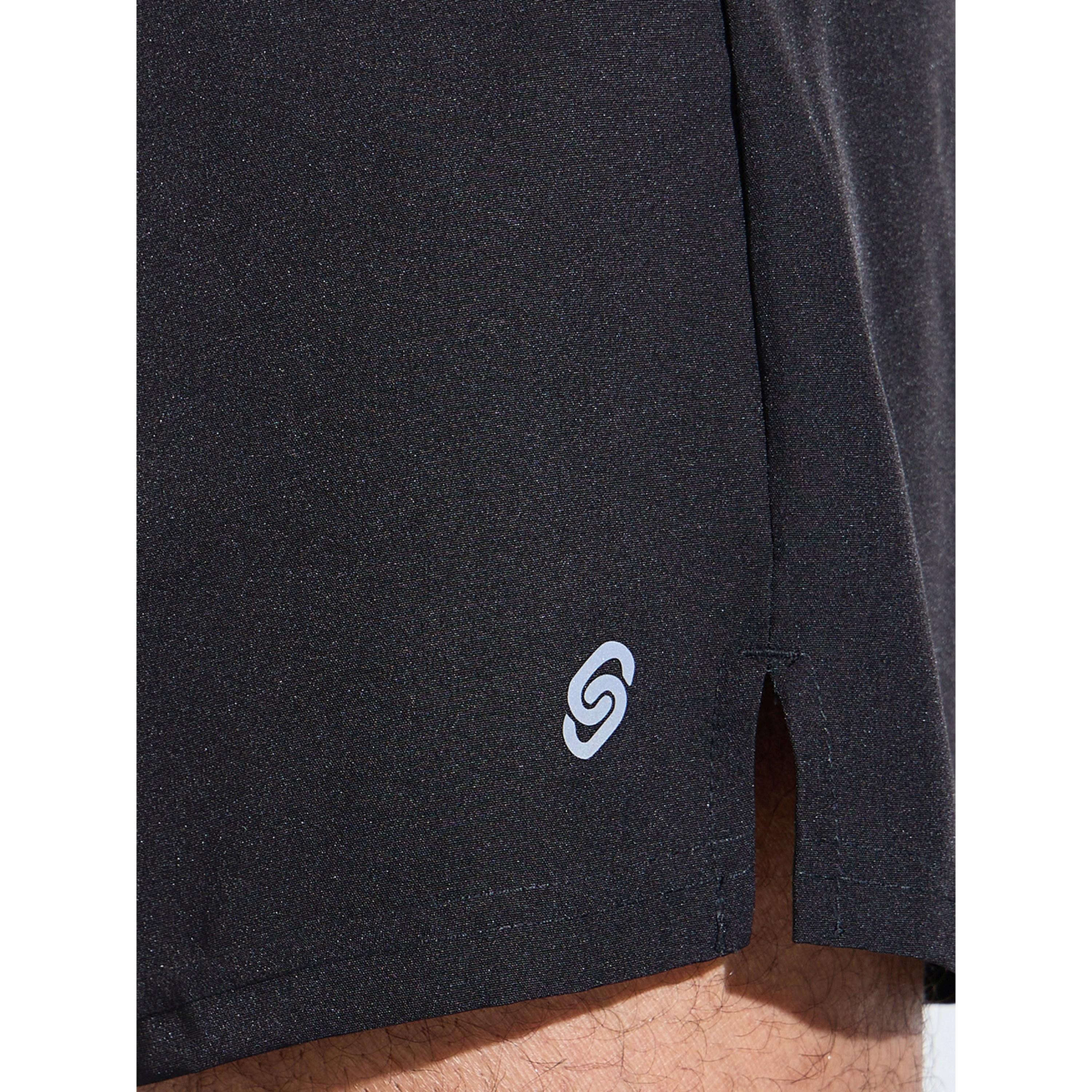 Styli Black Solid Side Slit Regular Fit Running Shorts-men-clothing-sportswearandactivewear-bottoms-image-3