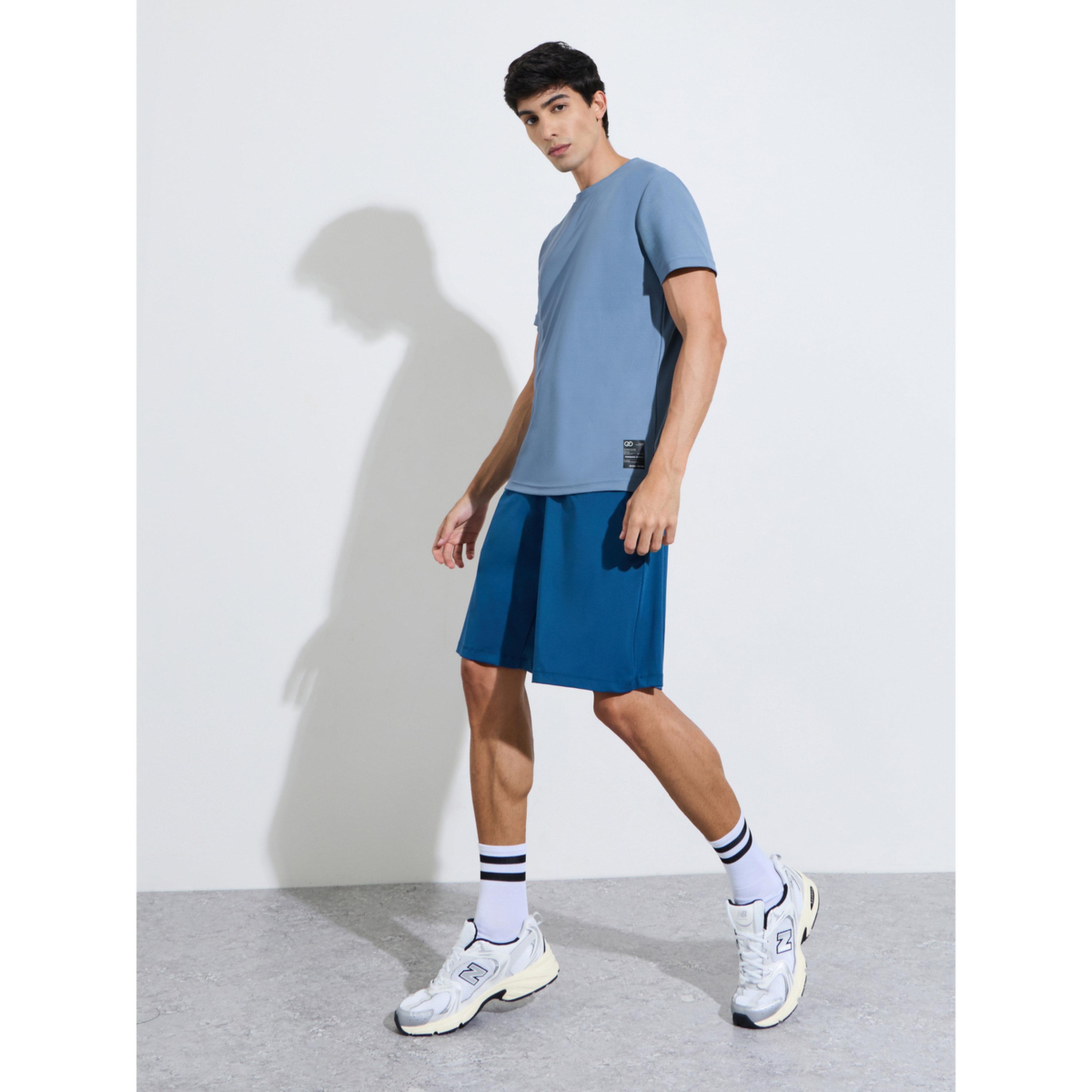 تيشيرت رياضي بقصة عادية بتفاصيل رقع - أزرق-men-clothing-sportswearandactivewear-tshirtsandpolos-image-2