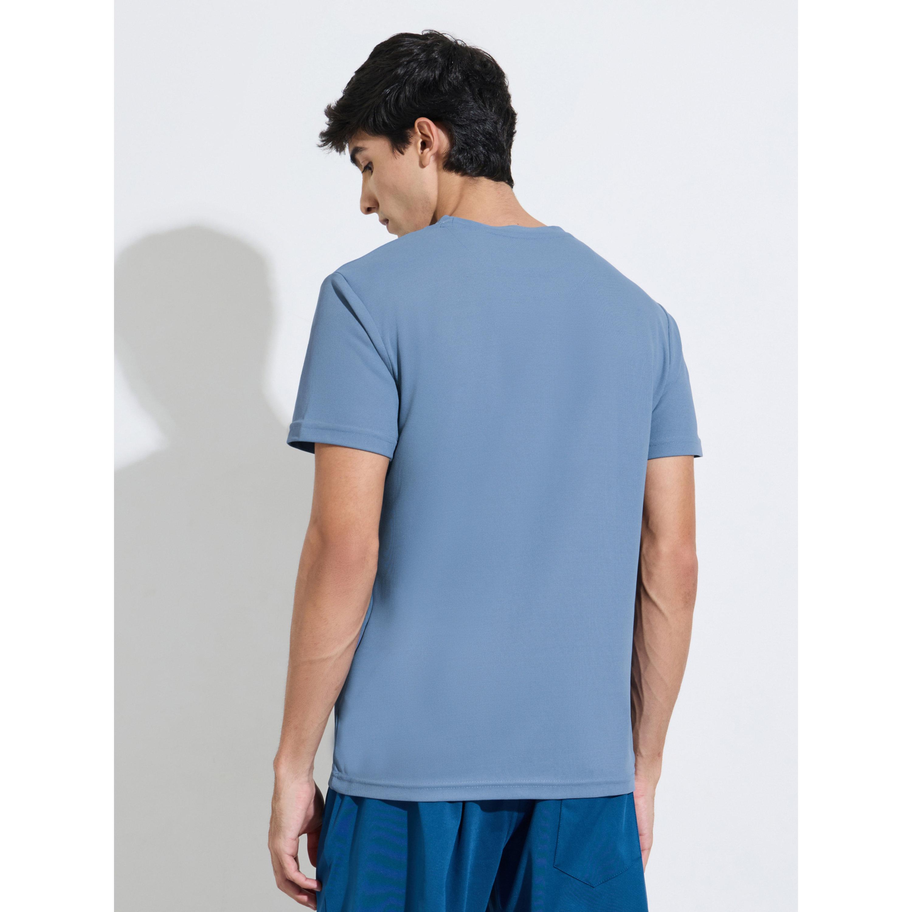 تيشيرت رياضي بقصة عادية بتفاصيل رقع - أزرق-men-clothing-sportswearandactivewear-tshirtsandpolos-image-3