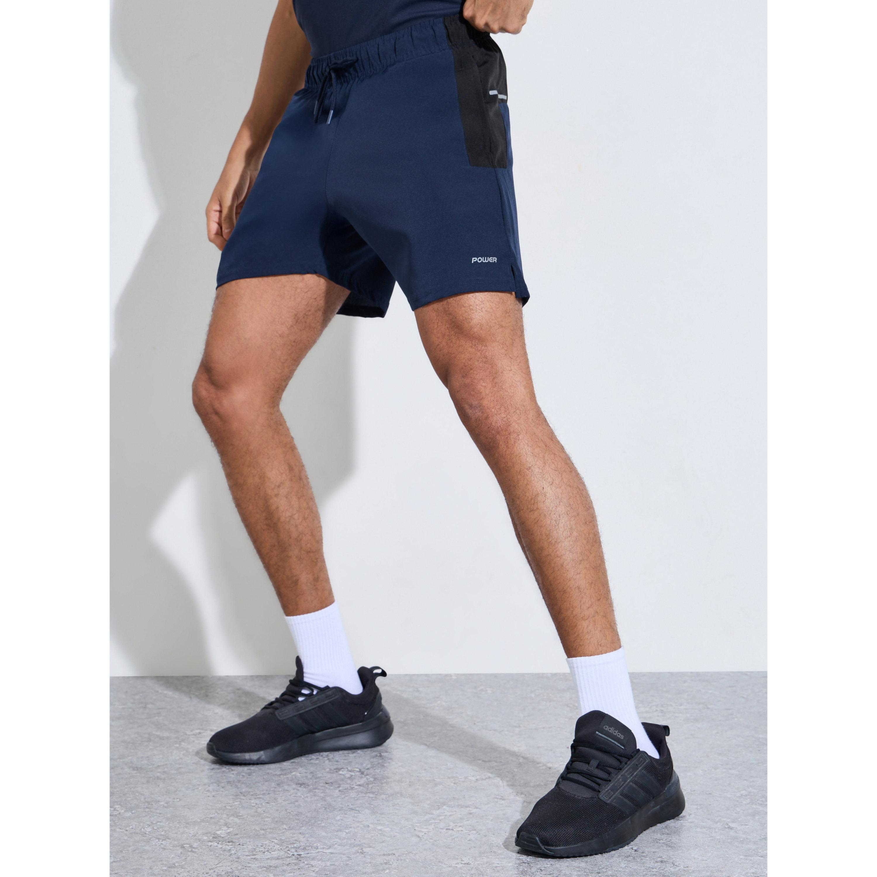 Styli Navy Blue Color Block Regular Fit Running Shorts-men-clothing-sportswearandactivewear-bottoms-image-1
