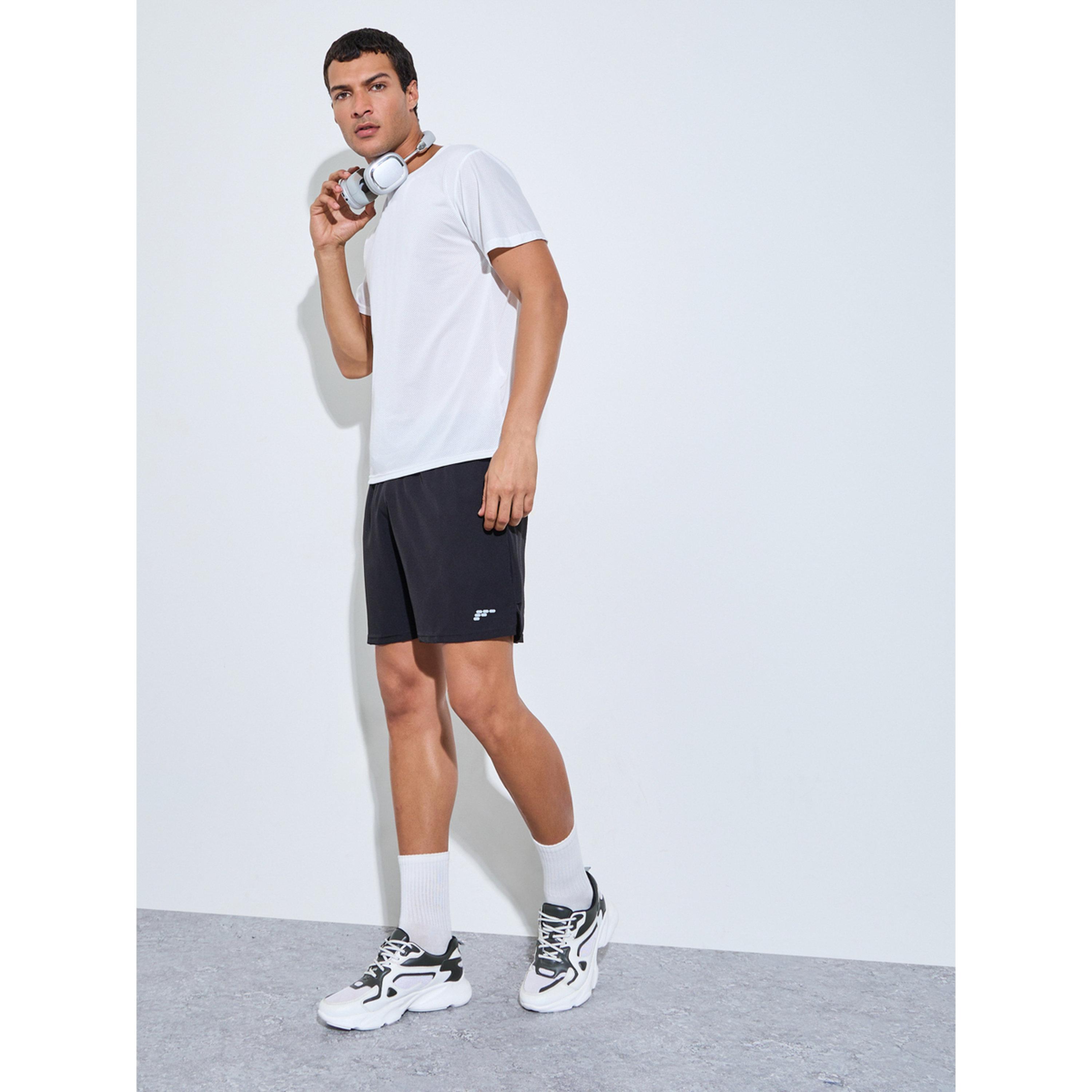 Styli Men Black Running Shorts with Side Slit-men-clothing-sportswearandactivewear-bottoms-image-2