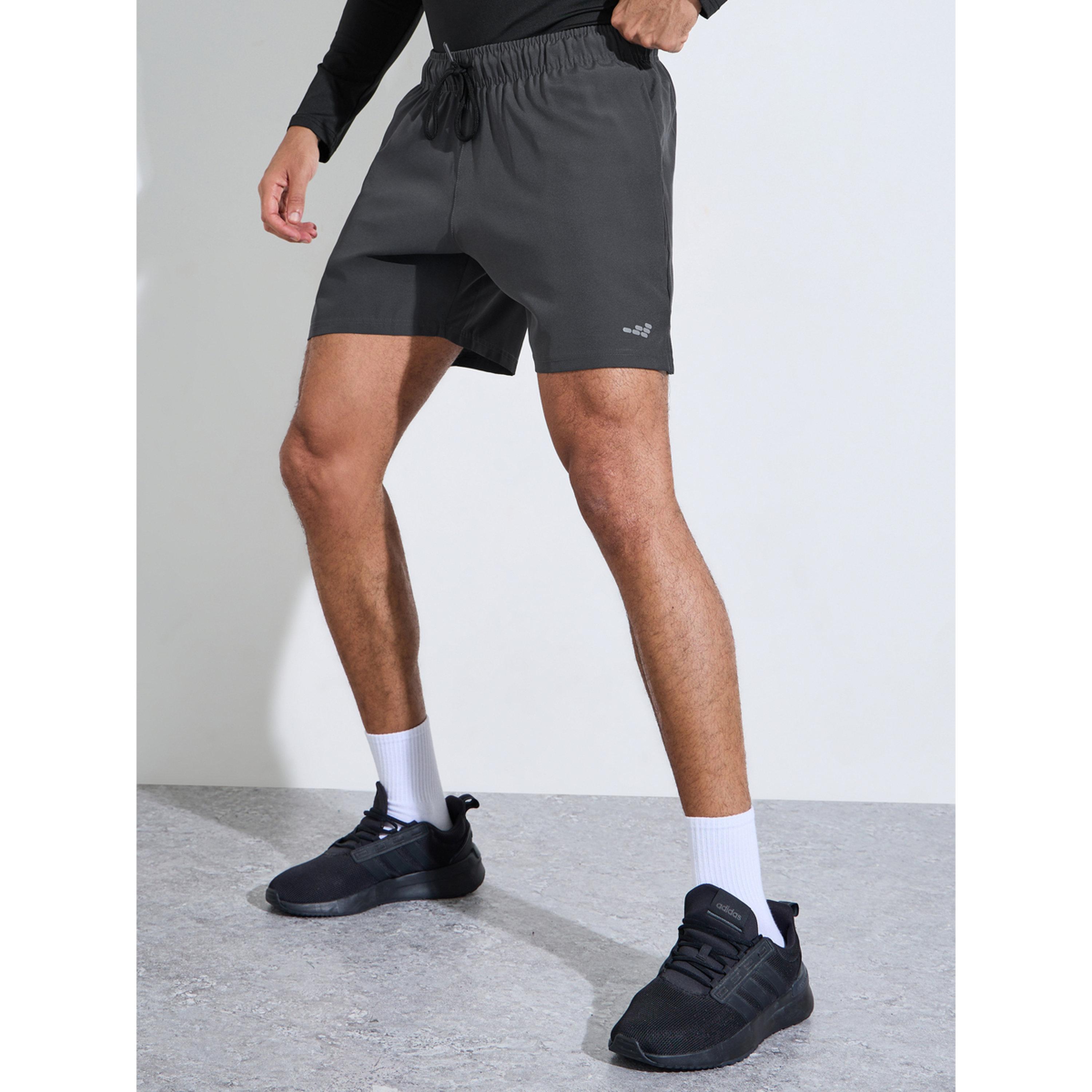 Styli Men Grey Running Shorts with Side Slit-men-clothing-sportswearandactivewear-bottoms-image-1