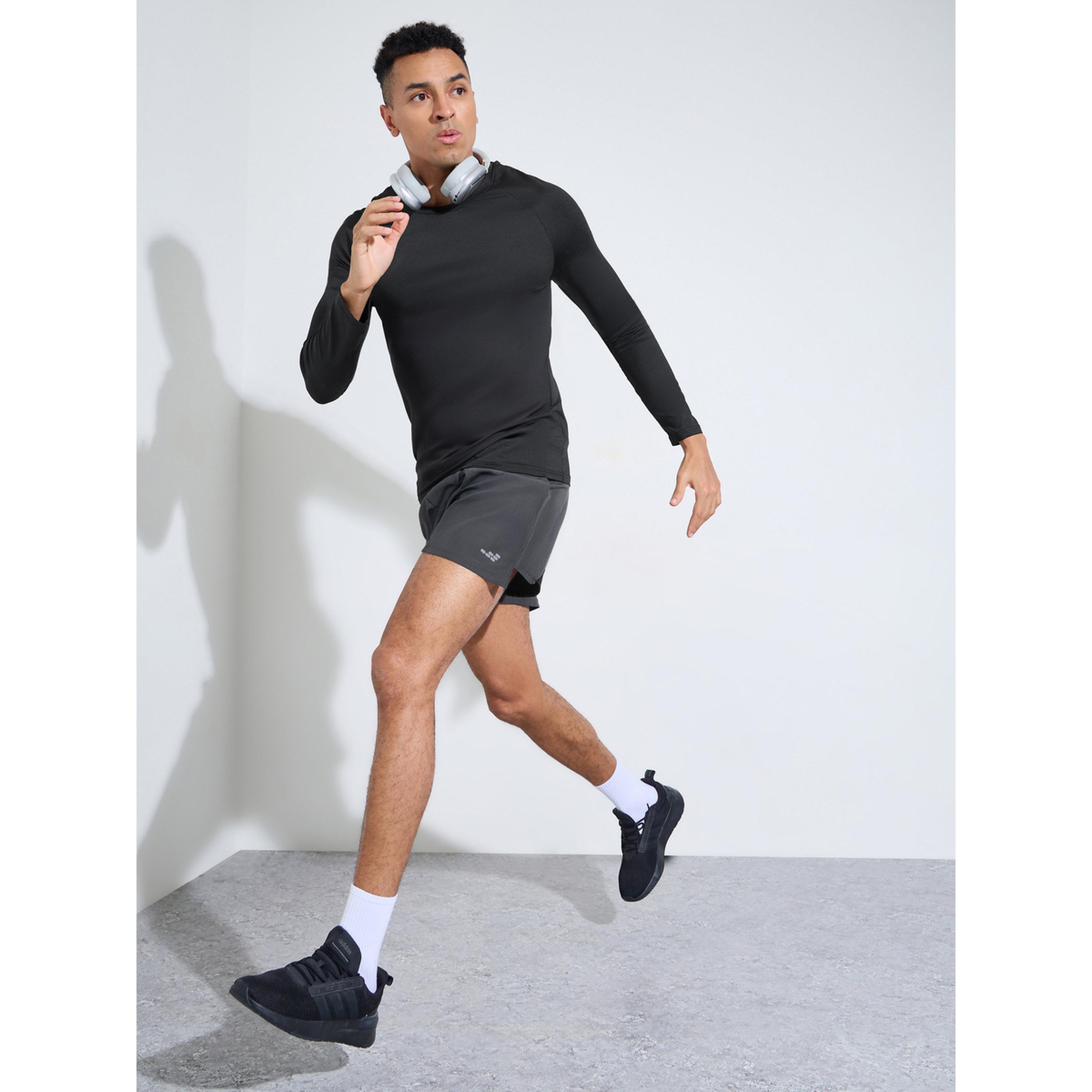 Styli Men Grey Running Shorts with Side Slit-men-clothing-sportswearandactivewear-bottoms-image-2