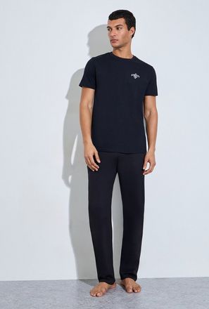 Styli Men Black Graphic Print Relaxed Fit Pyjama Set-men-clothing-image-1