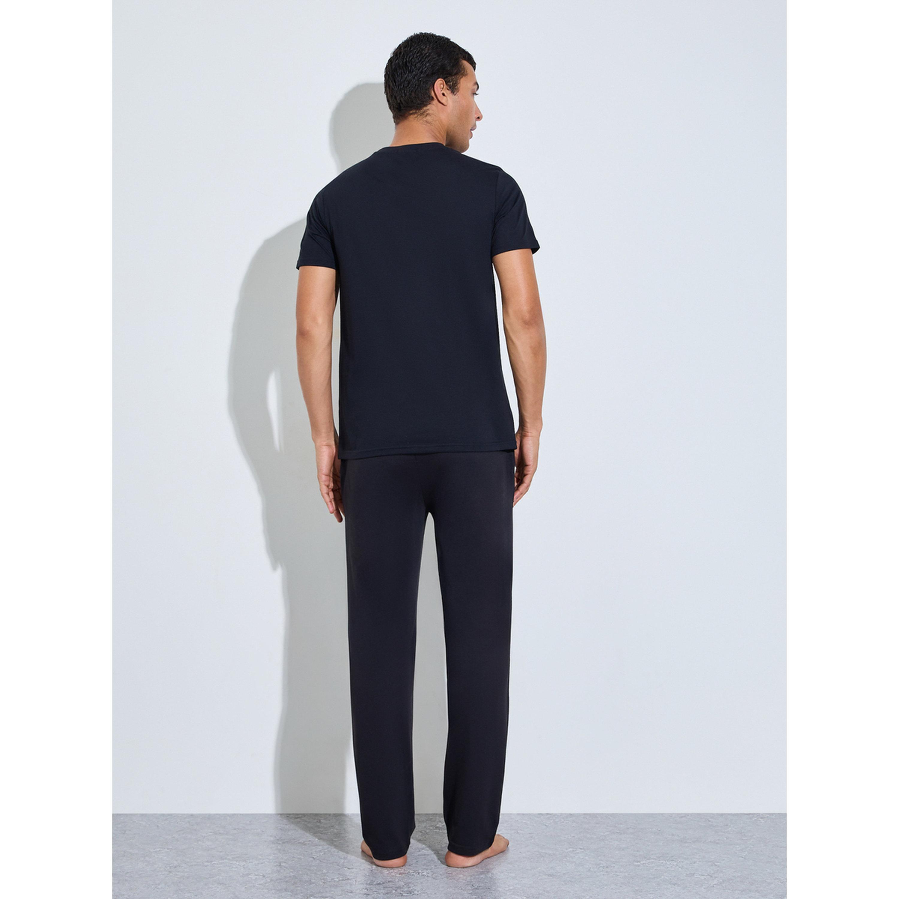 Styli Men Black Graphic Print Relaxed Fit Pyjama Set-men-clothing-nightwear-sets-image-4