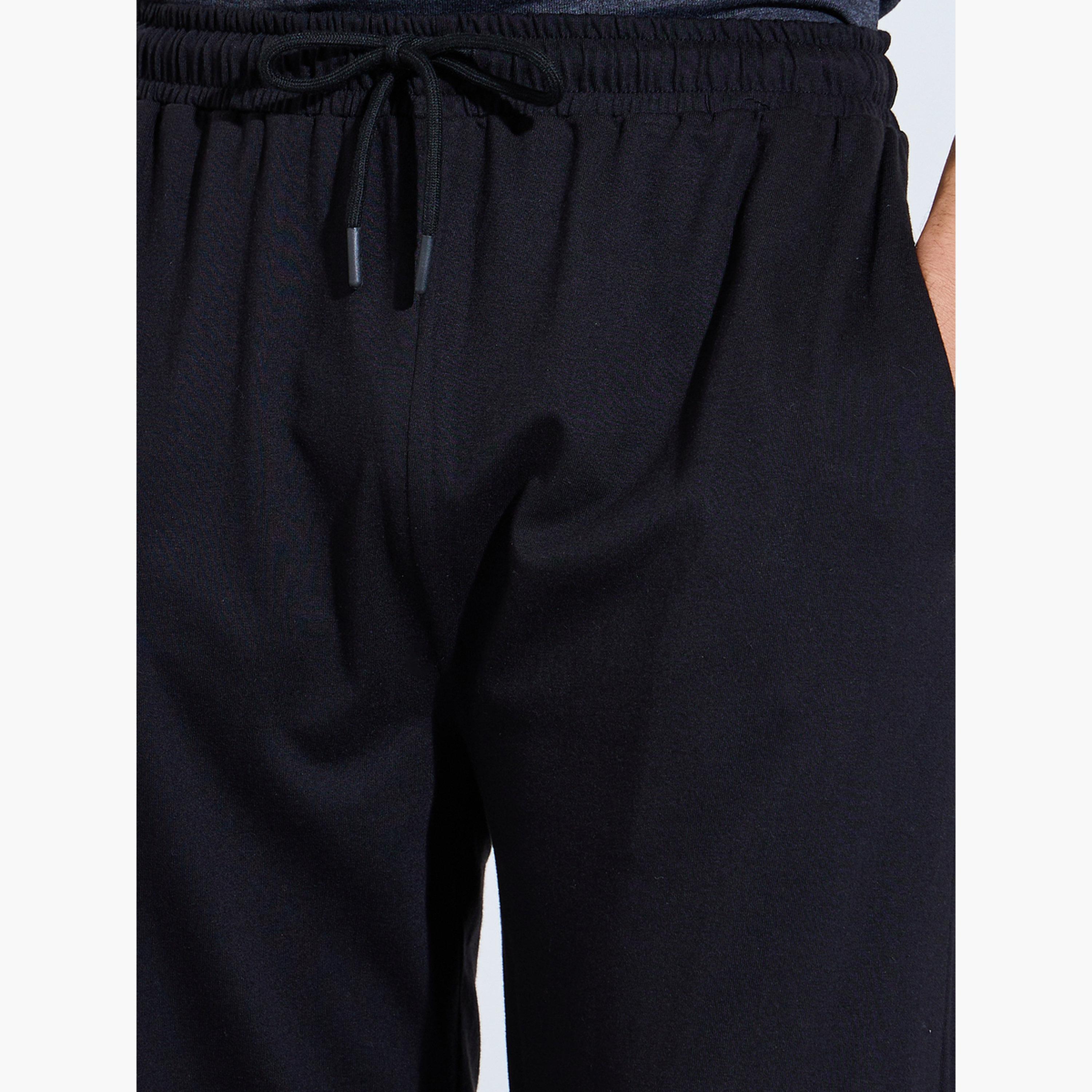 Styli Men Black Solid Relaxed Fit Knitted Pants-men-clothing-nightwear-pyjamaandshorts-image-3