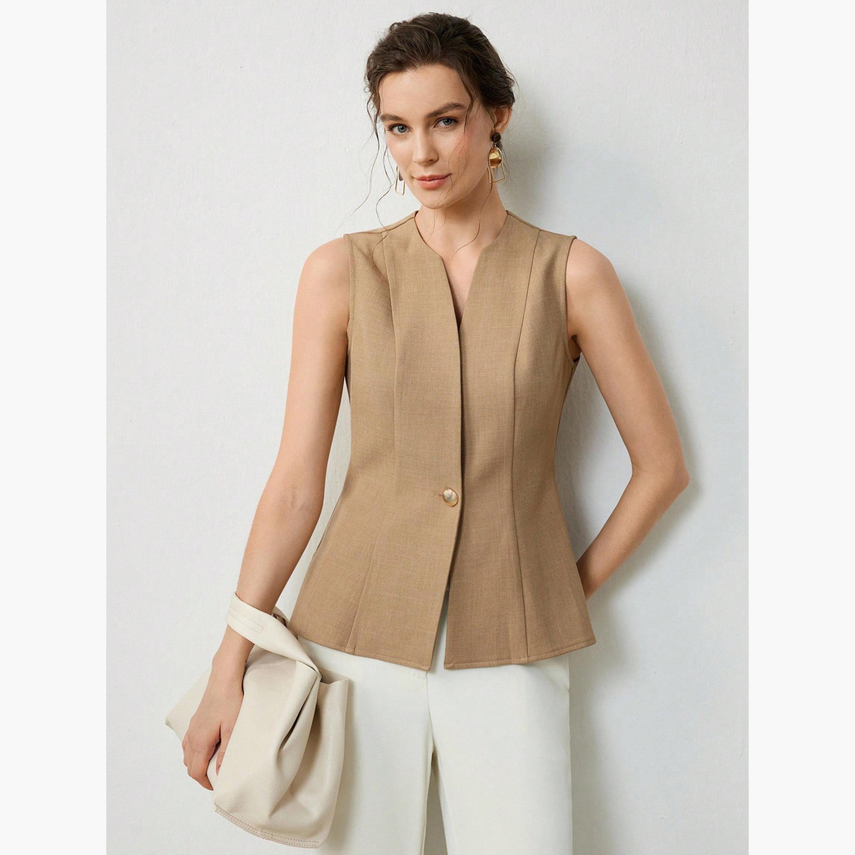 بلوزة بلا أكمام كاكي-women-clothing-shirtsandblouses-blouses-image-1