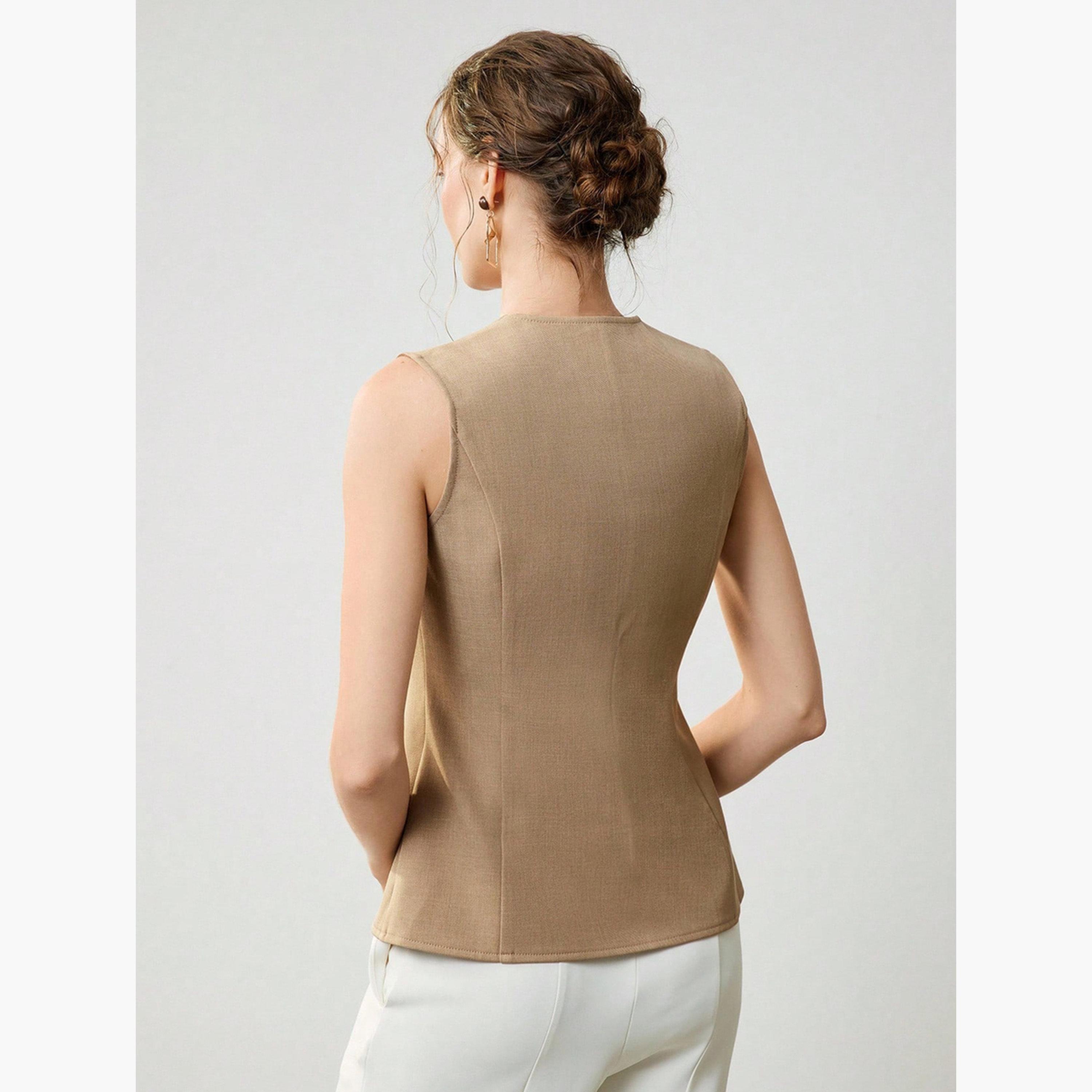 بلوزة بلا أكمام كاكي-women-clothing-shirtsandblouses-blouses-image-2