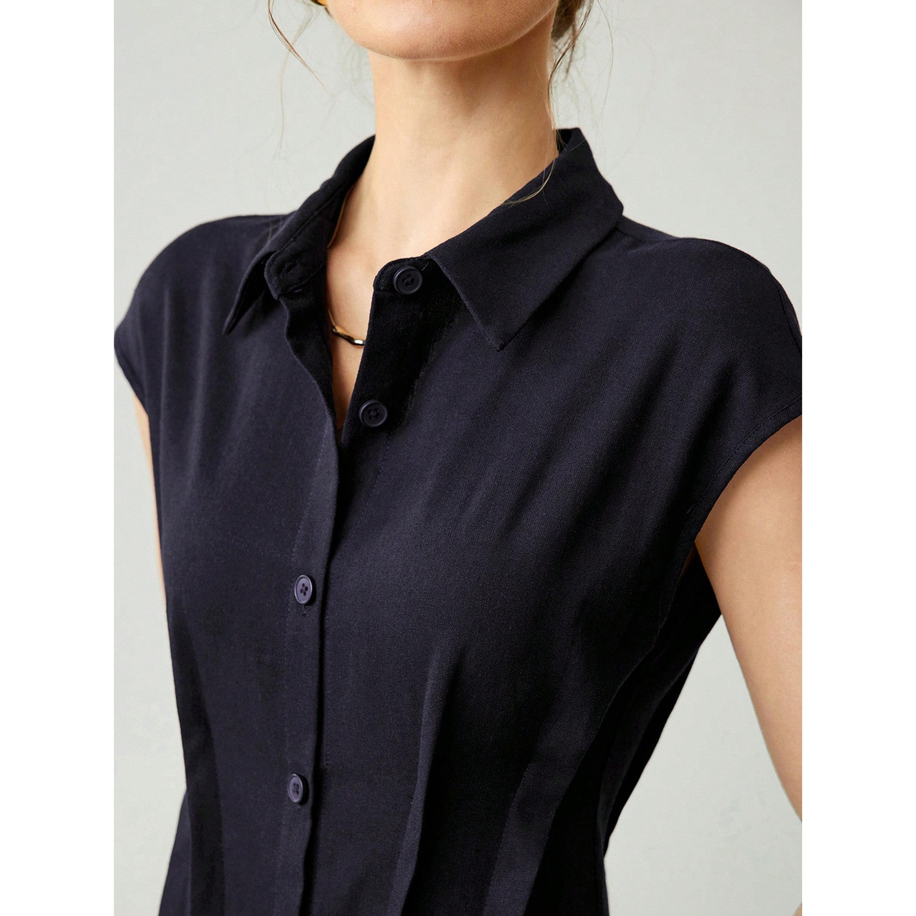 Take Two Dark Blue Sleeveless A-Line Linen Midi Dress-women-clothing-dresses-image-4