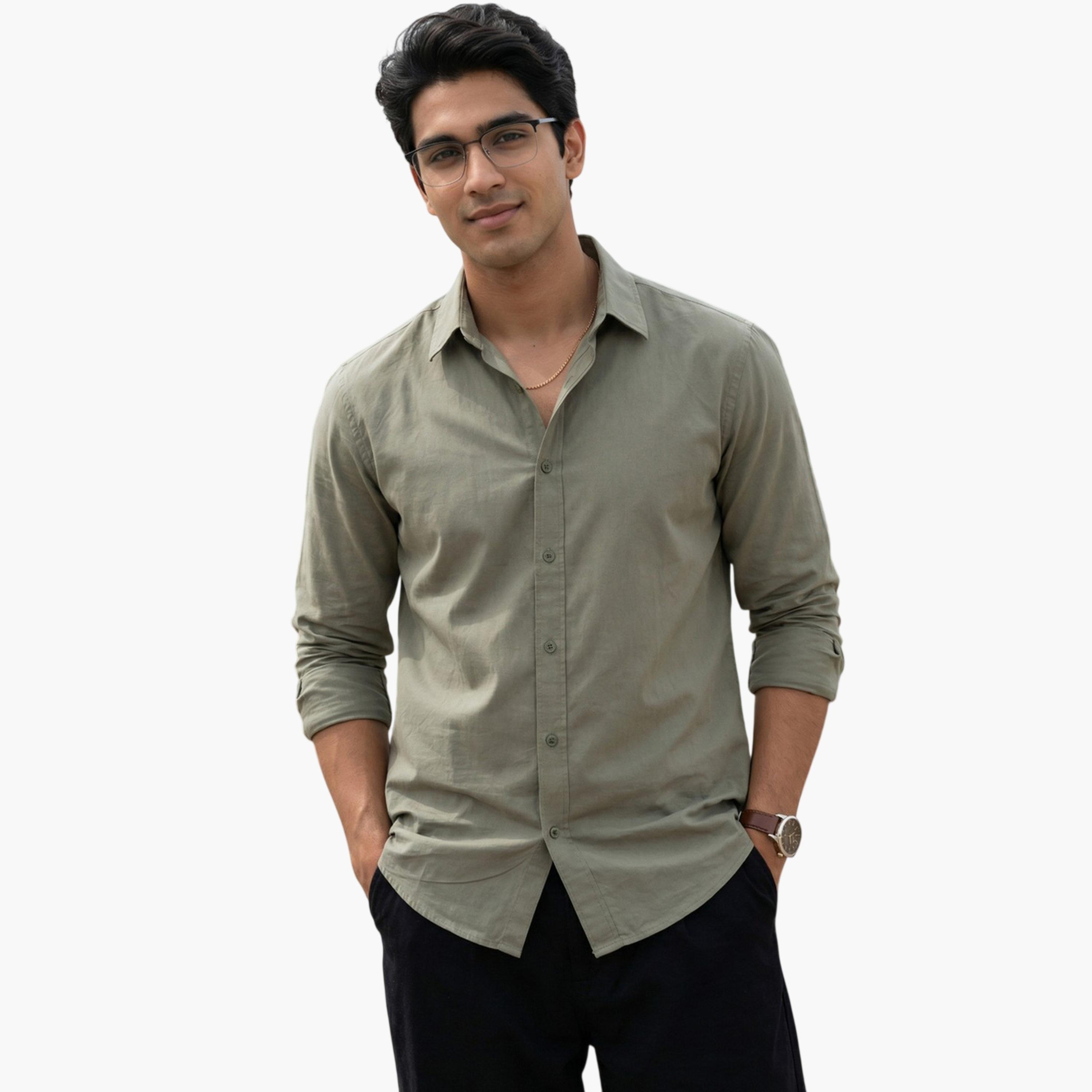 TRULOOM & X Styli Men Comfort Solid Casual Shirt-men-clothing-shirts-image-1