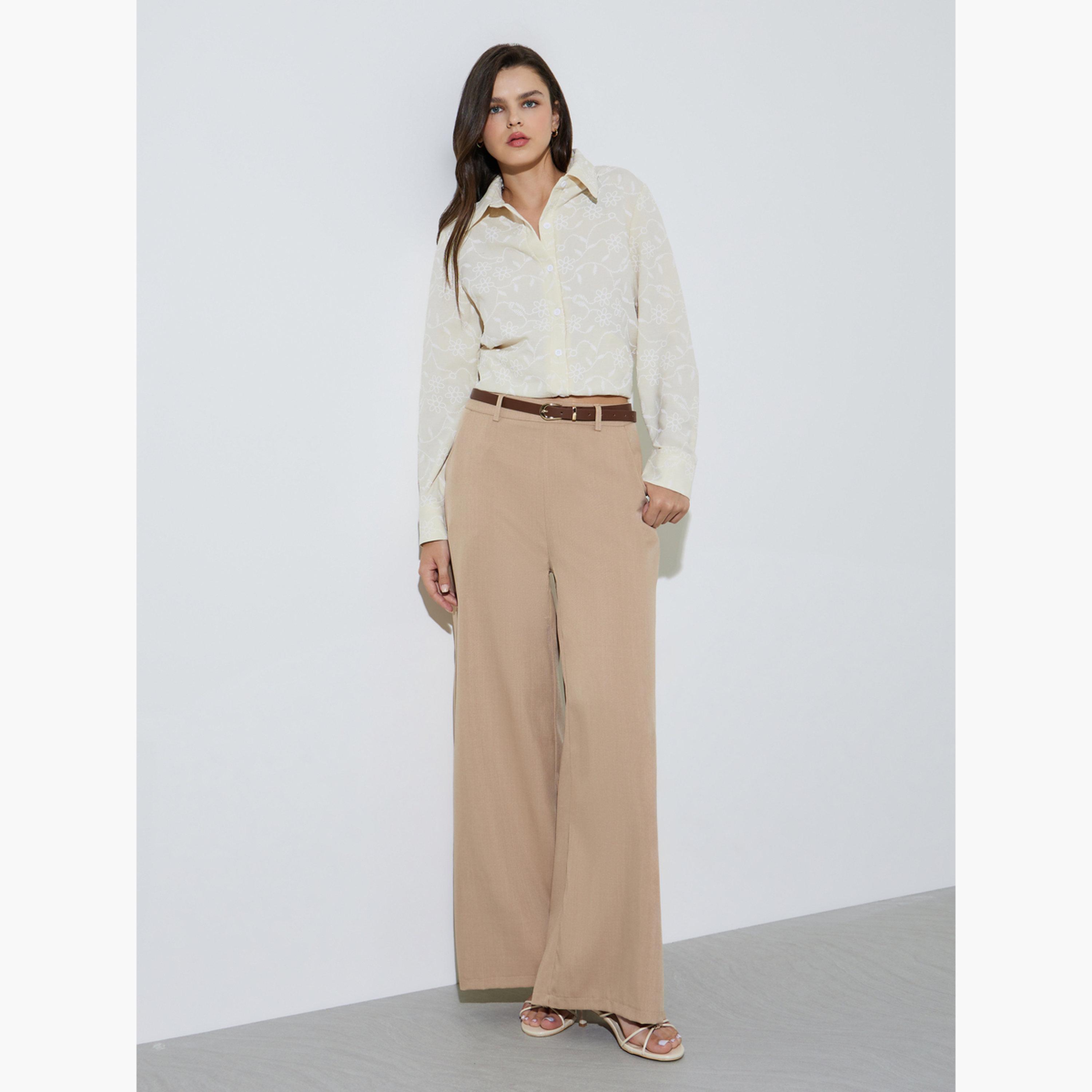 Take Two Cream Embroidered Shirt and Pants Co-ord Set-women-clothing-coordsets-image-1