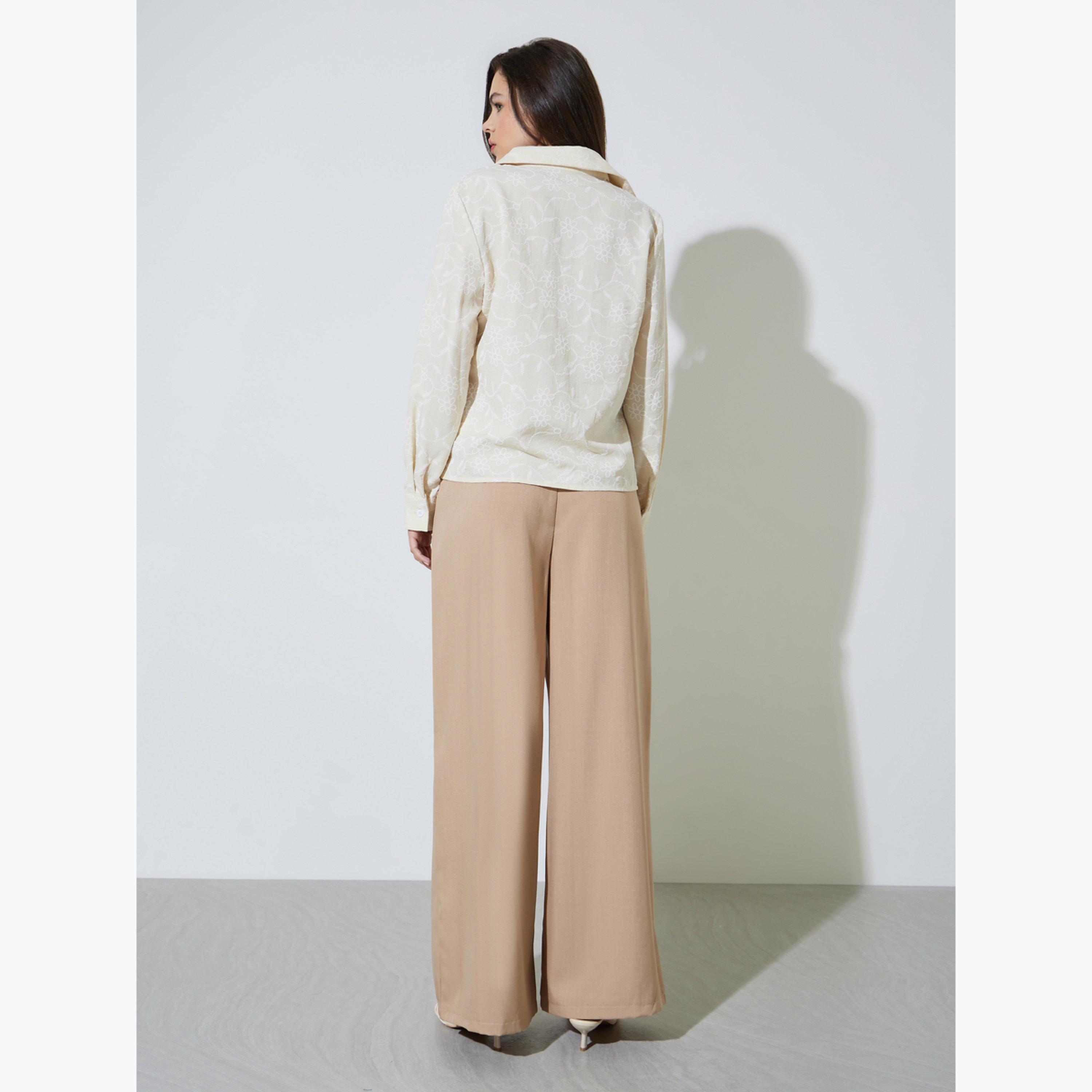 Take Two Cream Embroidered Shirt and Pants Co-ord Set-women-clothing-coordsets-image-3